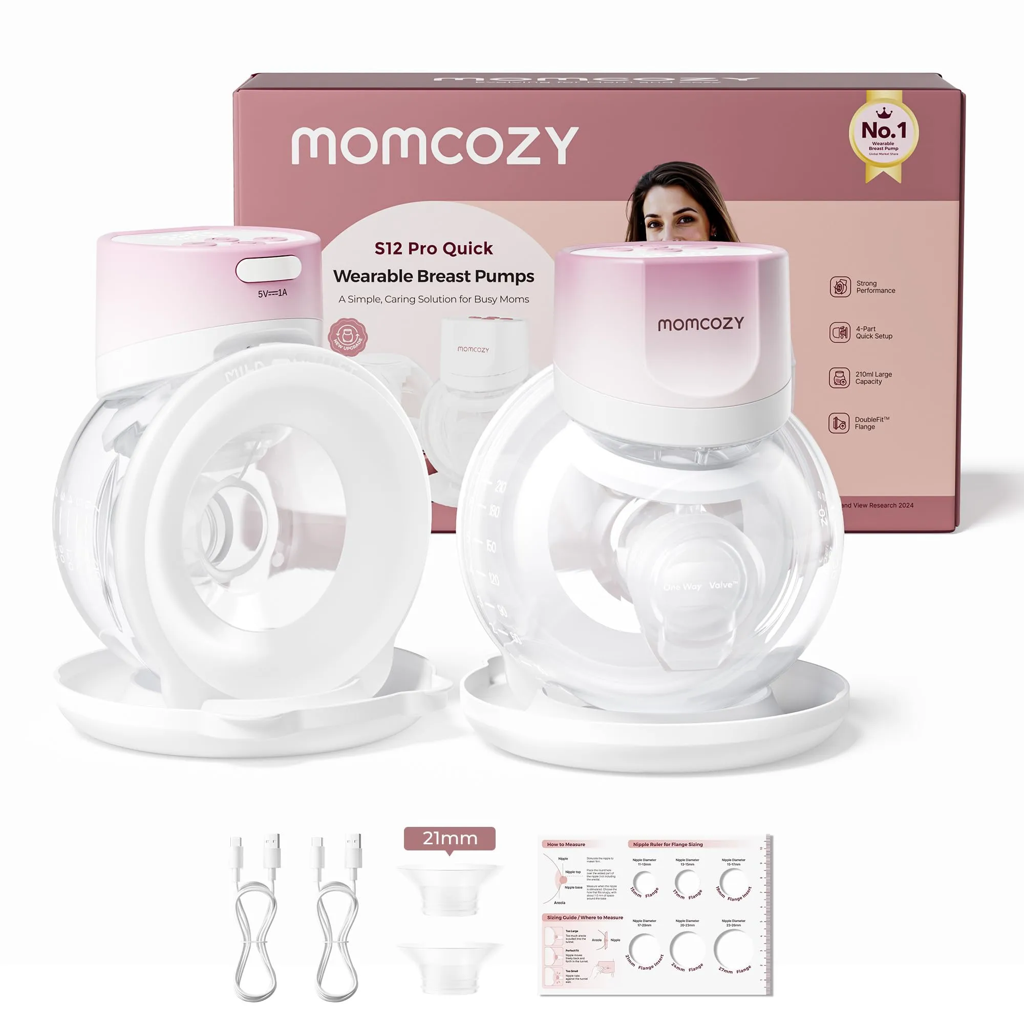 Momcozy S12 Pro Tiralatte Elettrico Indossabile Mani Libere, 24mm - immagine 1