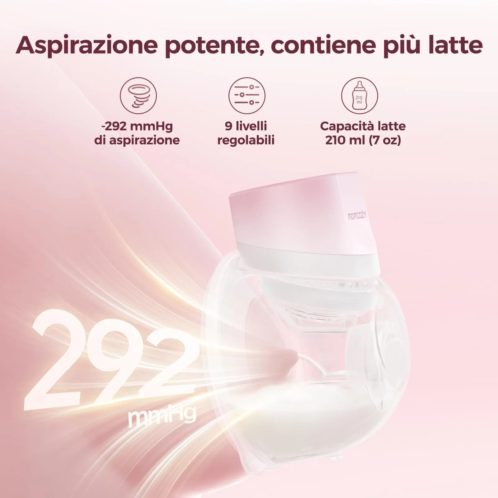 Momcozy S12 Pro Tiralatte Elettrico Indossabile Mani Libere, 24mm - immagine 2