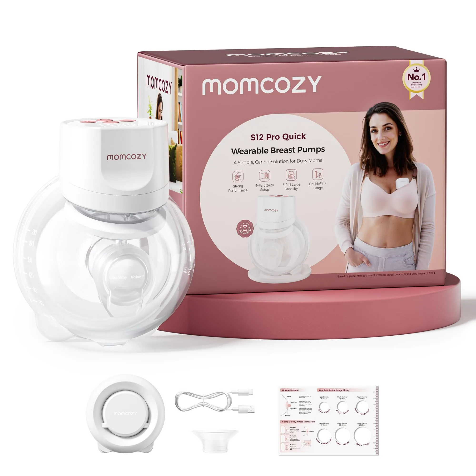 Momcozy S12 Pro Tiralatte Elettrico Indossabile Mani Libere, 24mm - immagine 1