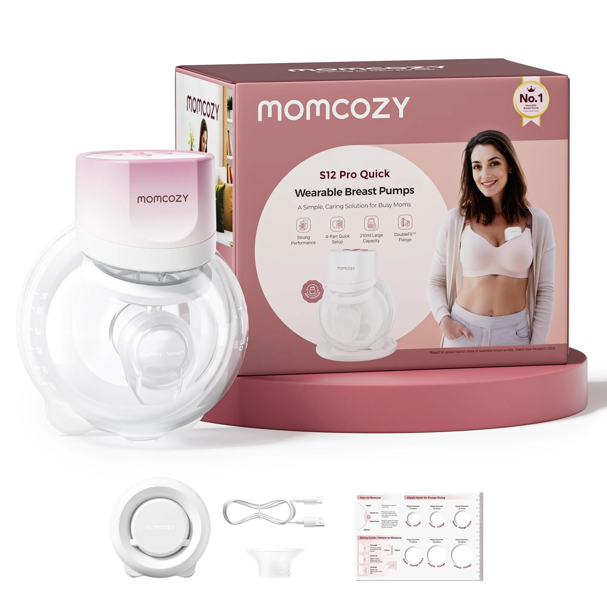 Momcozy S12 Pro Tiralatte Elettrico Indossabile Mani Libere, 24mm - immagine 1