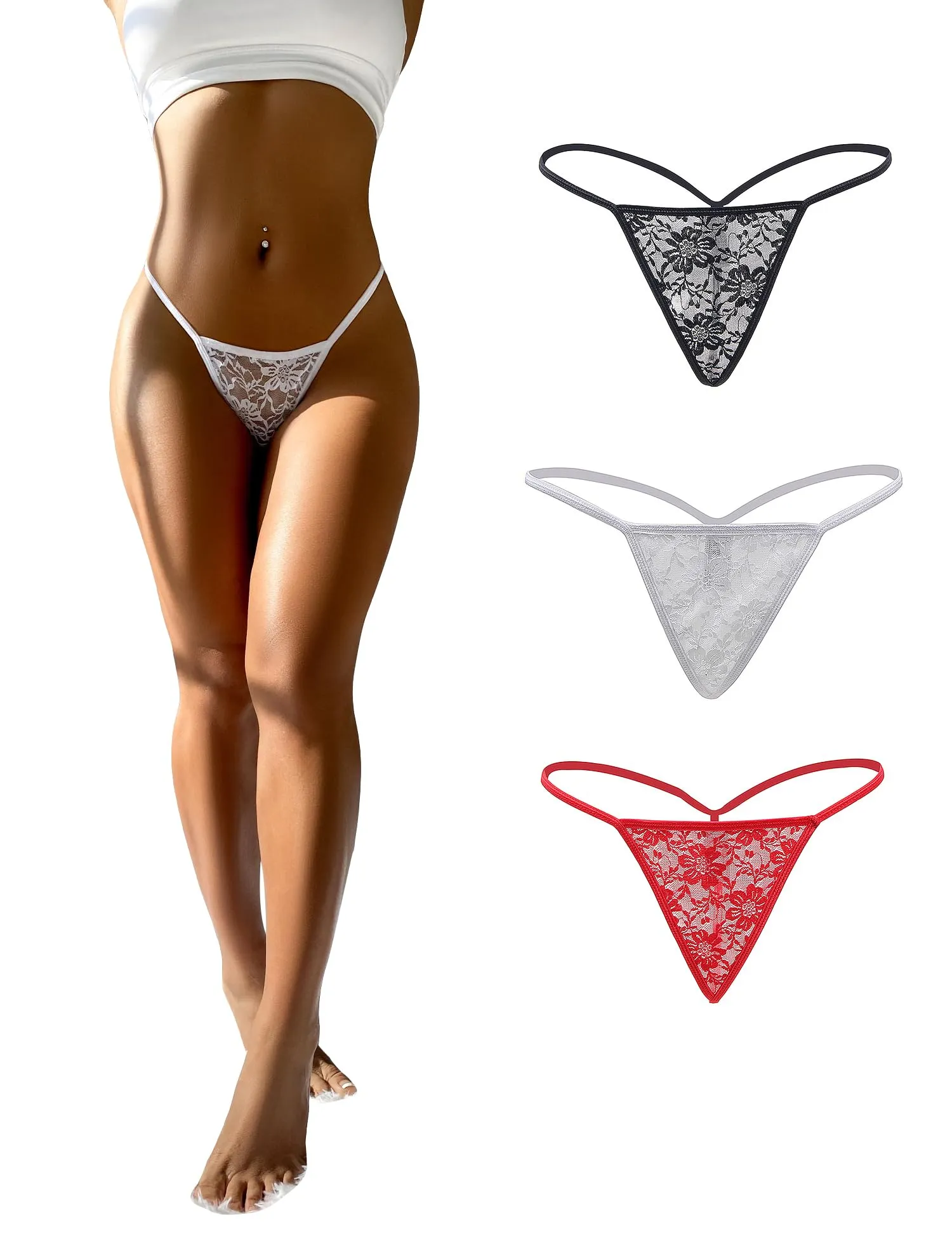 sunshinelady Perizoma in Pizzo Donna Taglie Forti, Thong Panties, S - immagine 1