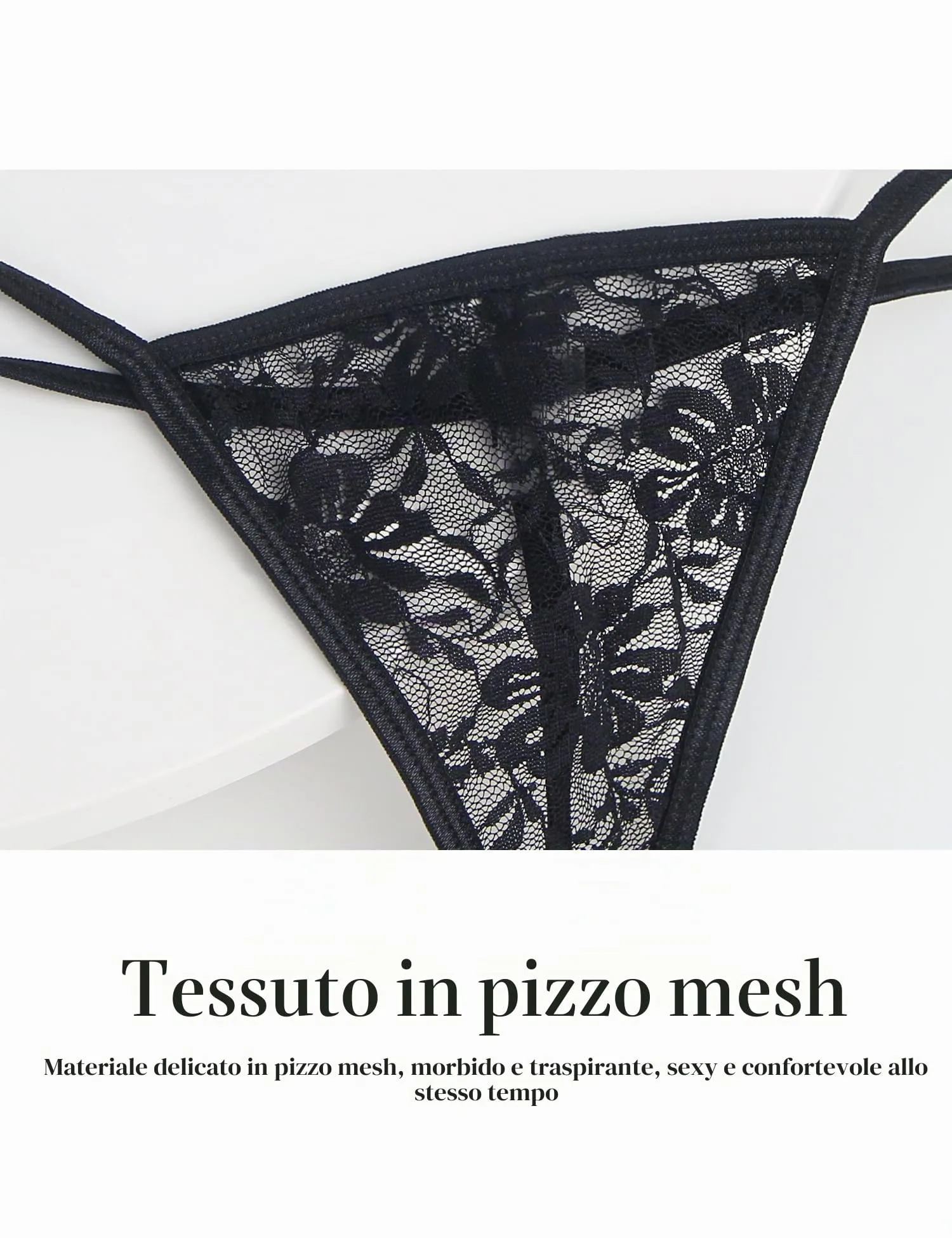 sunshinelady Perizoma in Pizzo Taglie Forti, Nero, M - immagine 4