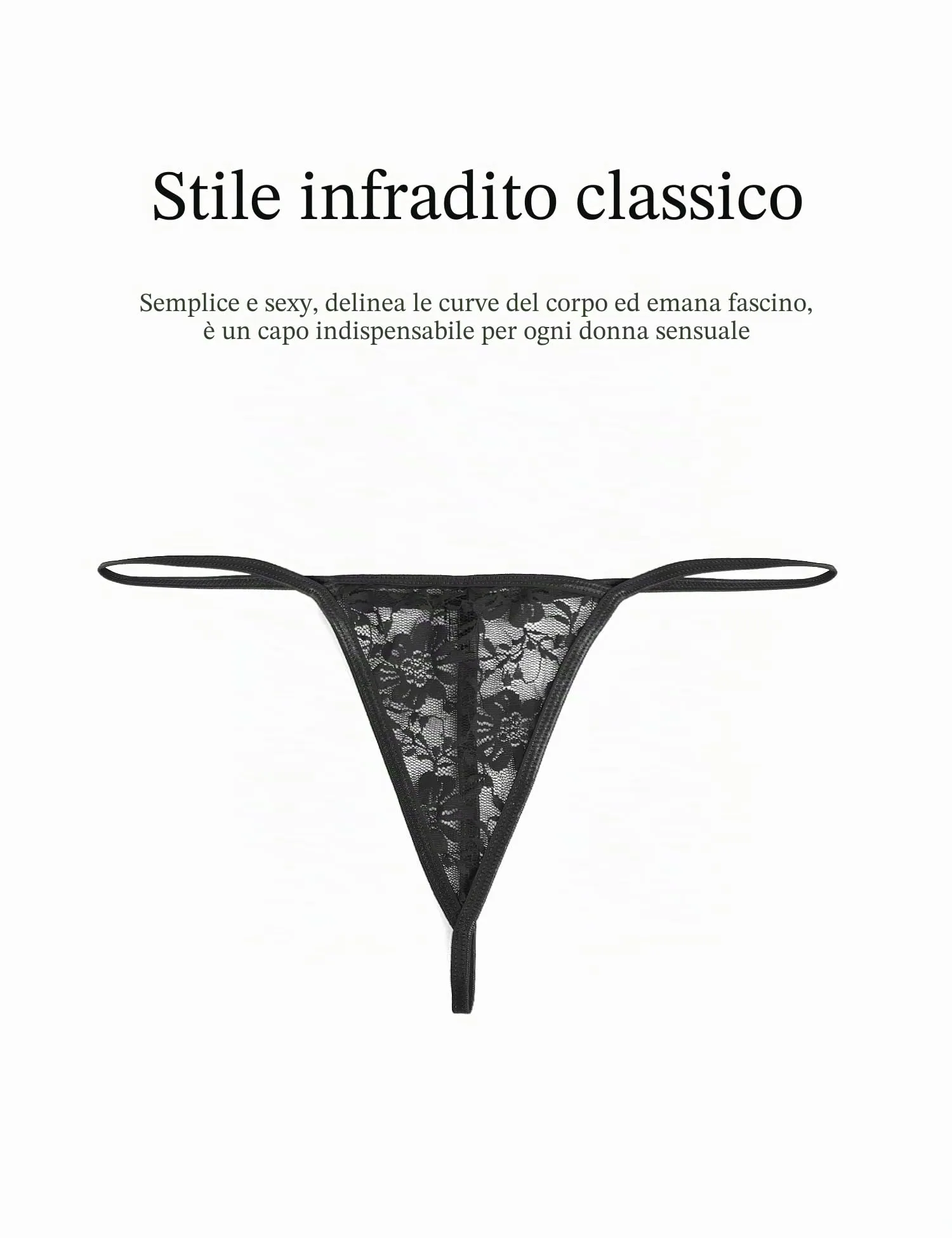 sunshinelady Perizoma in Pizzo Taglie Forti, Nero, M - immagine 6