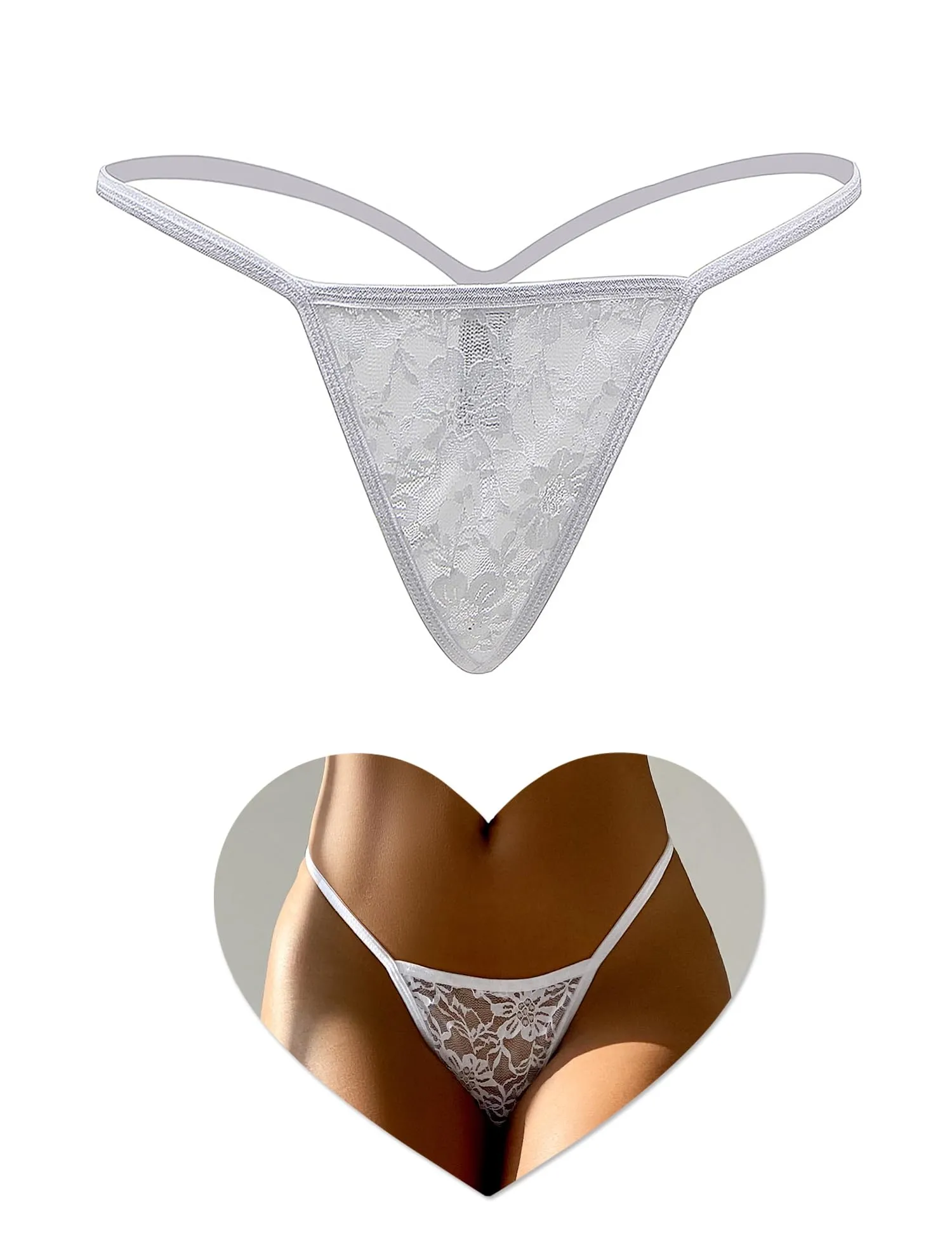 sunshinelady Perizoma in Pizzo Donna Taglie Forti, Bianco, L - immagine 1