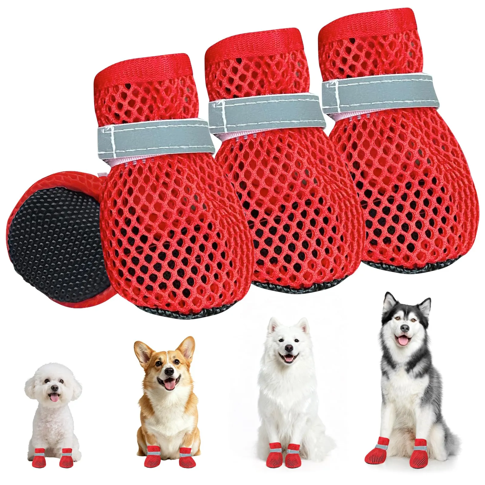 XIABYAYU Scarpe Estive Antiscivolo per Cani, Traspiranti, Rosso M - immagine 1