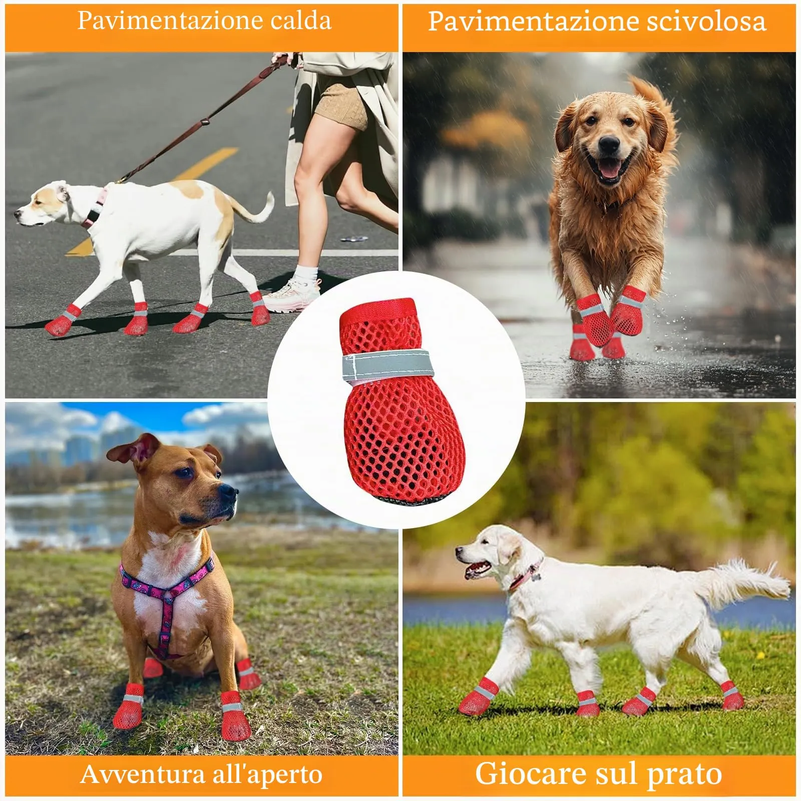 XIABYAYU Scarpe Estive Antiscivolo per Cani, Traspiranti, Rosso M - immagine 8