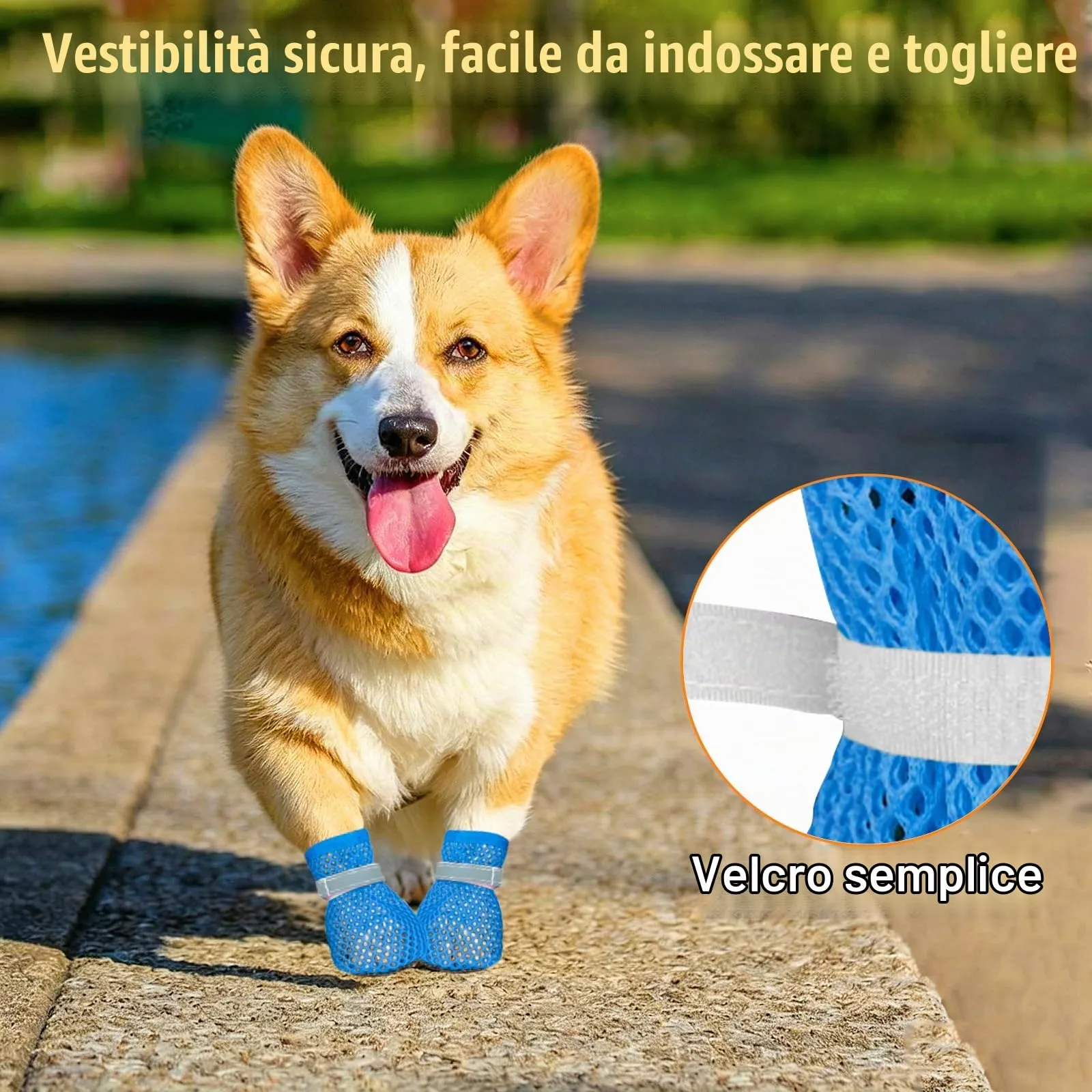 XIABYAYU Scarpe Estive Antiscivolo per Cani, Traspiranti, Blu S - immagine 3