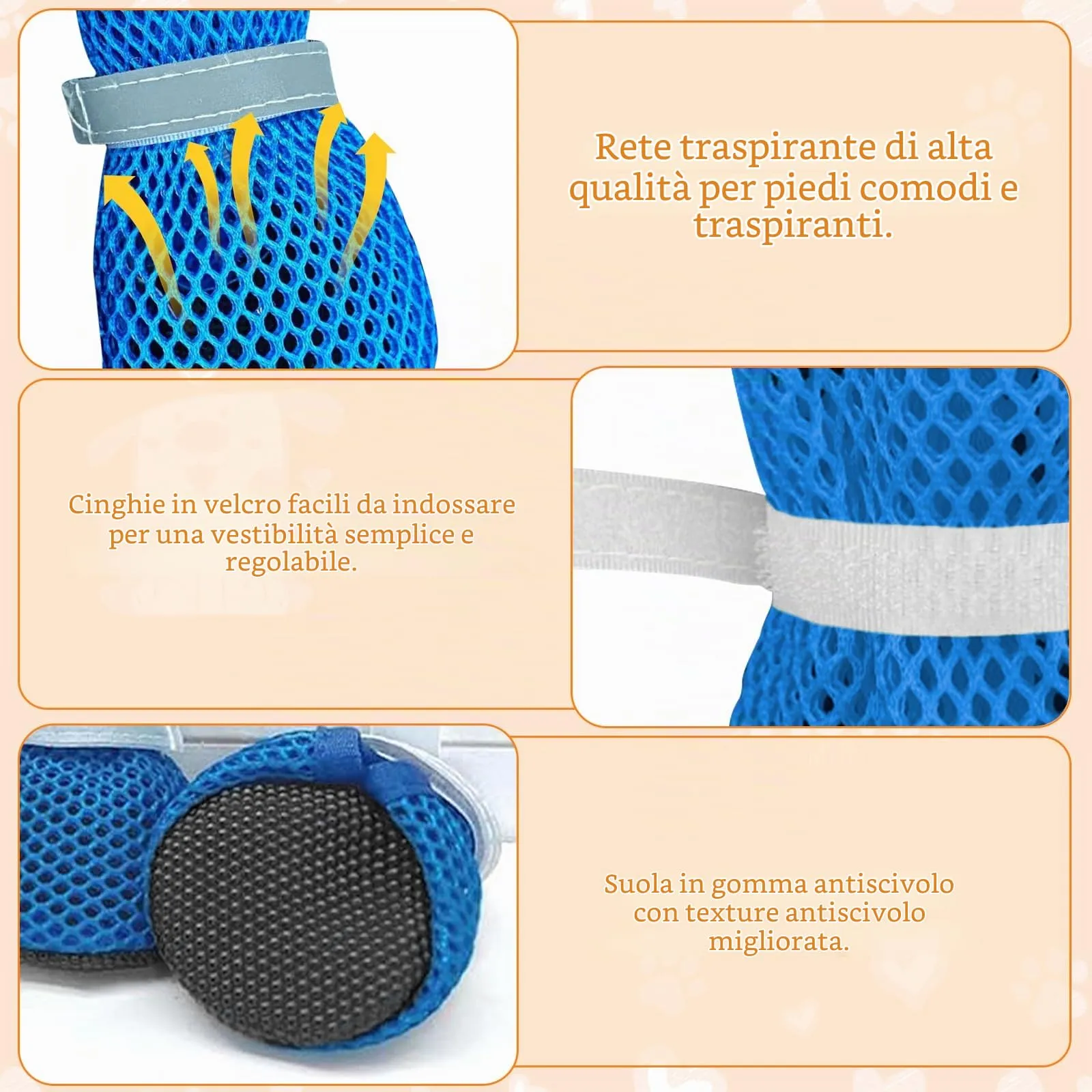 XIABYAYU Scarpe Estive Antiscivolo per Cani, Traspiranti, Blu S - immagine 6