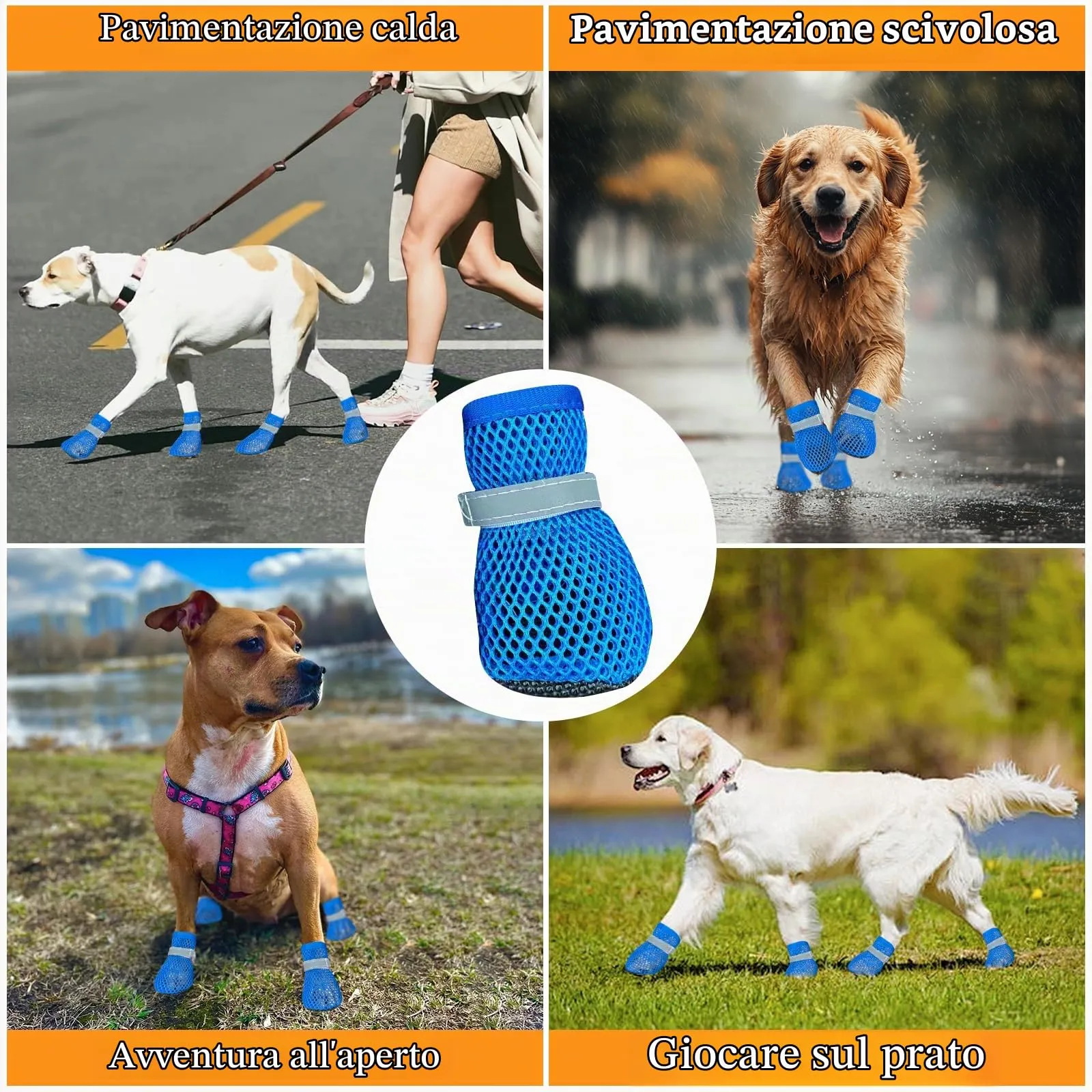 XIABYAYU Scarpe Estive Antiscivolo per Cani, Traspiranti, Blu S - immagine 8