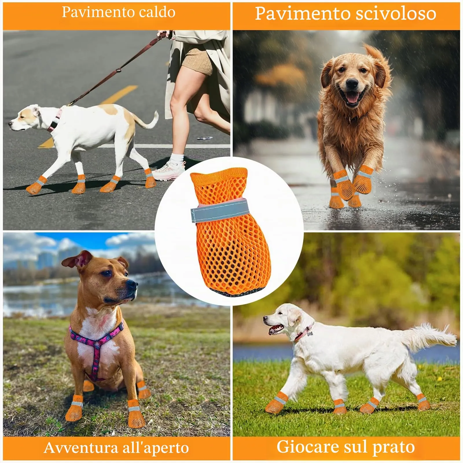 XIABYAYU Scarpe Estive Antiscivolo per Cani, Traspiranti, Arancione, S - immagine 8