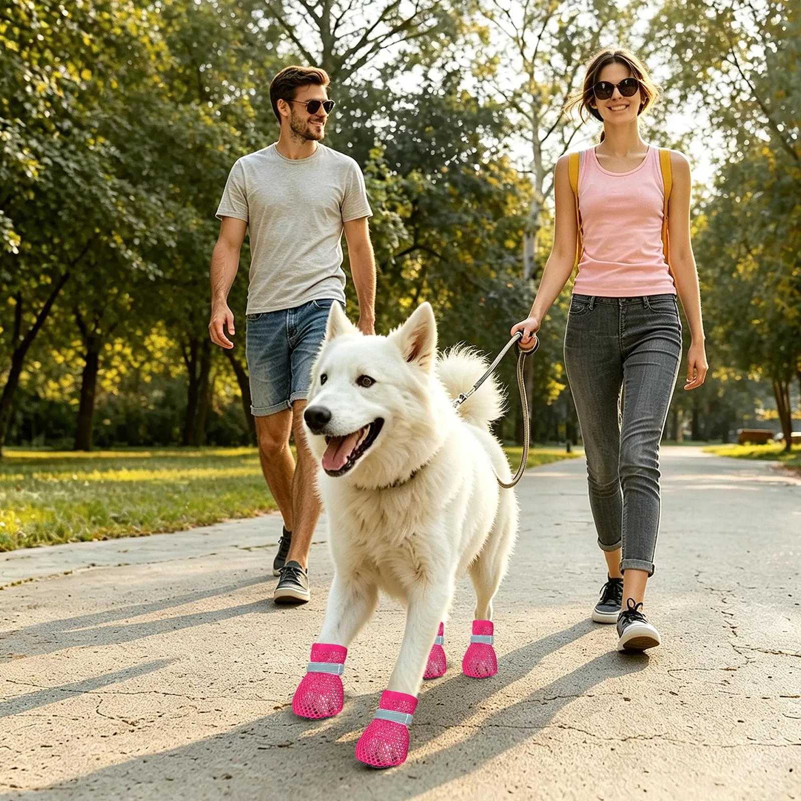XIABYAYU Scarpe Estive Antiscivolo per Cani, Traspiranti, Rosa XL, 4 Pezzi - immagine 5