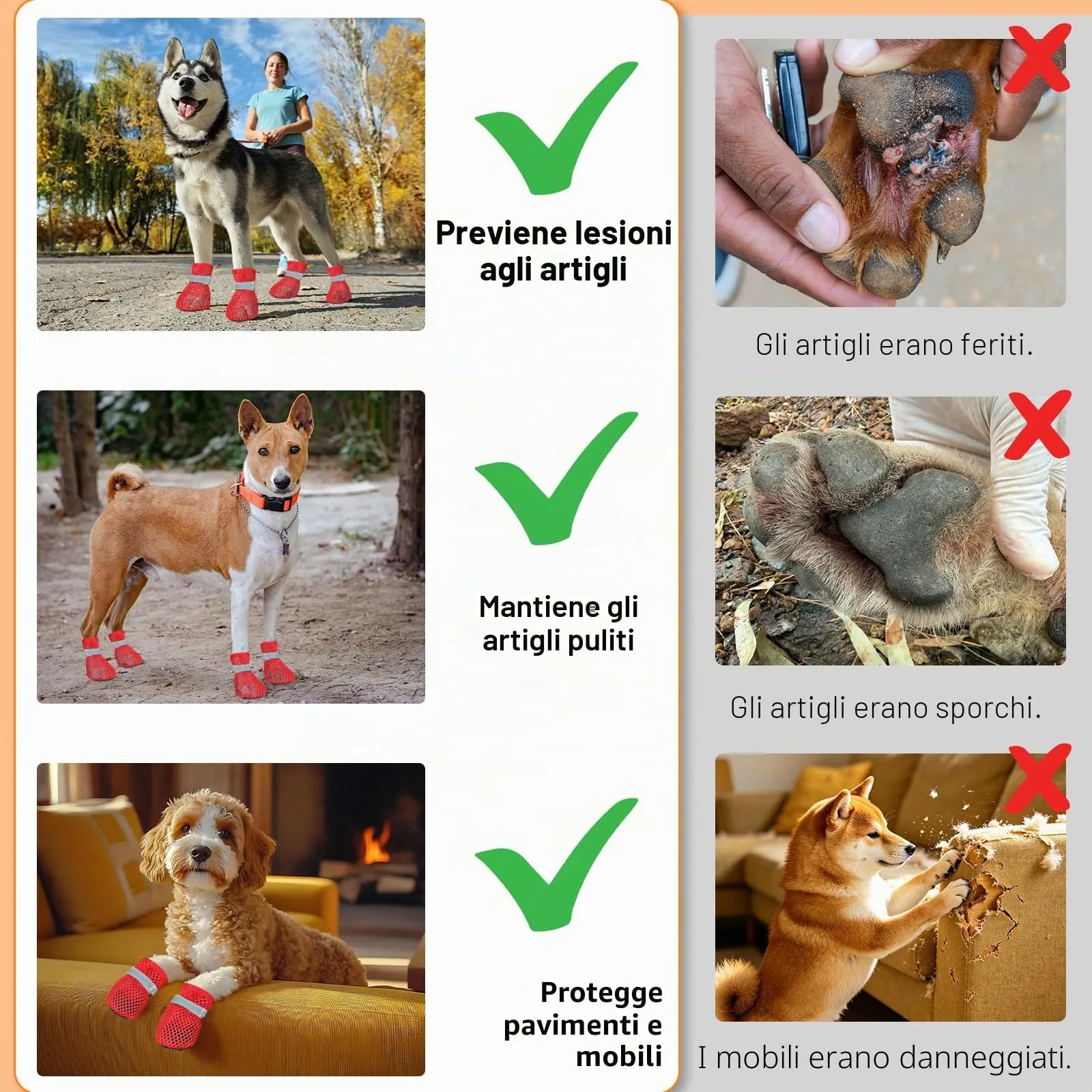 XIABYAYU Scarpe Estive Antiscivolo per Cani, Traspiranti, Rosso L - immagine 5