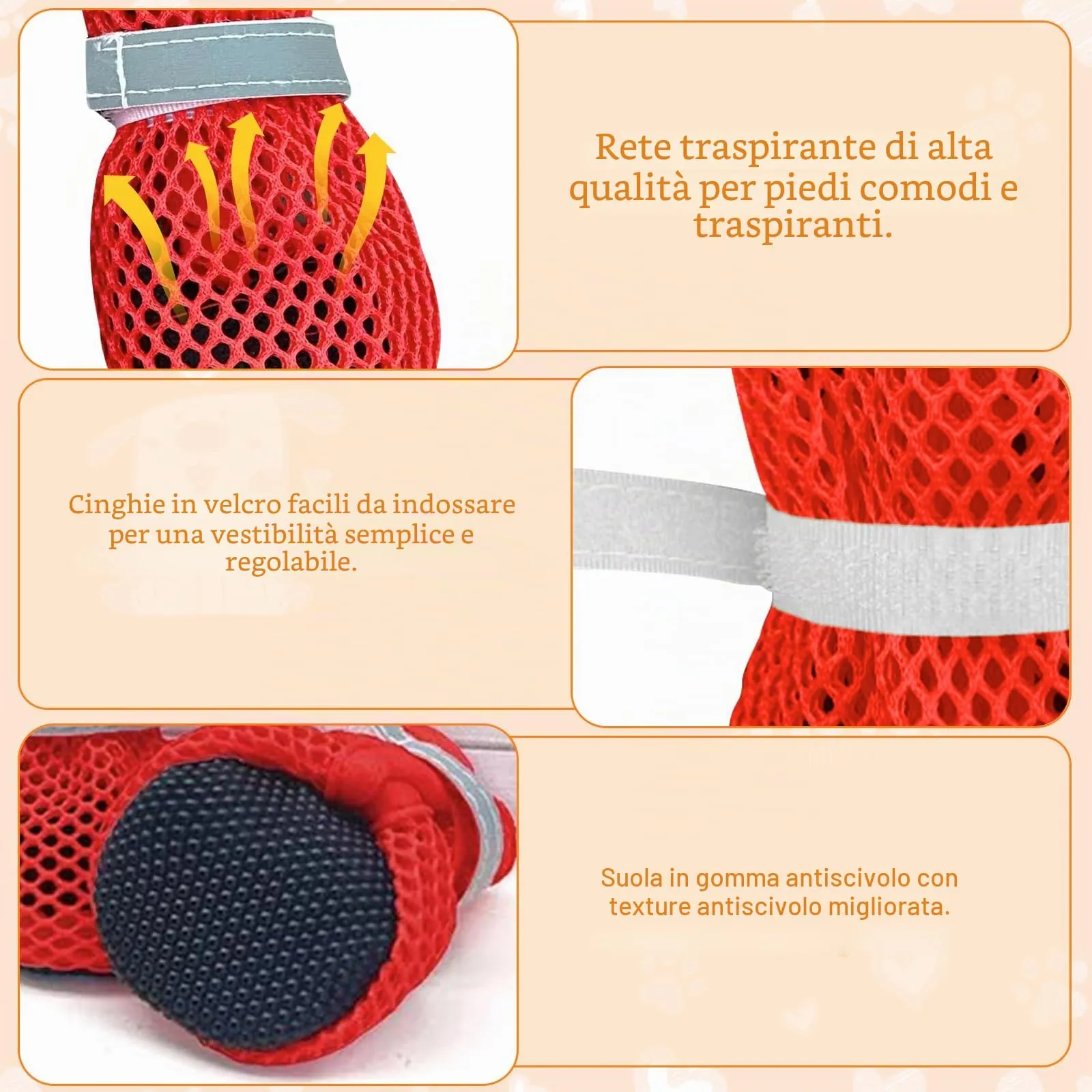 XIABYAYU Scarpe Estive Antiscivolo per Cani, Traspiranti, Rosso L - immagine 6