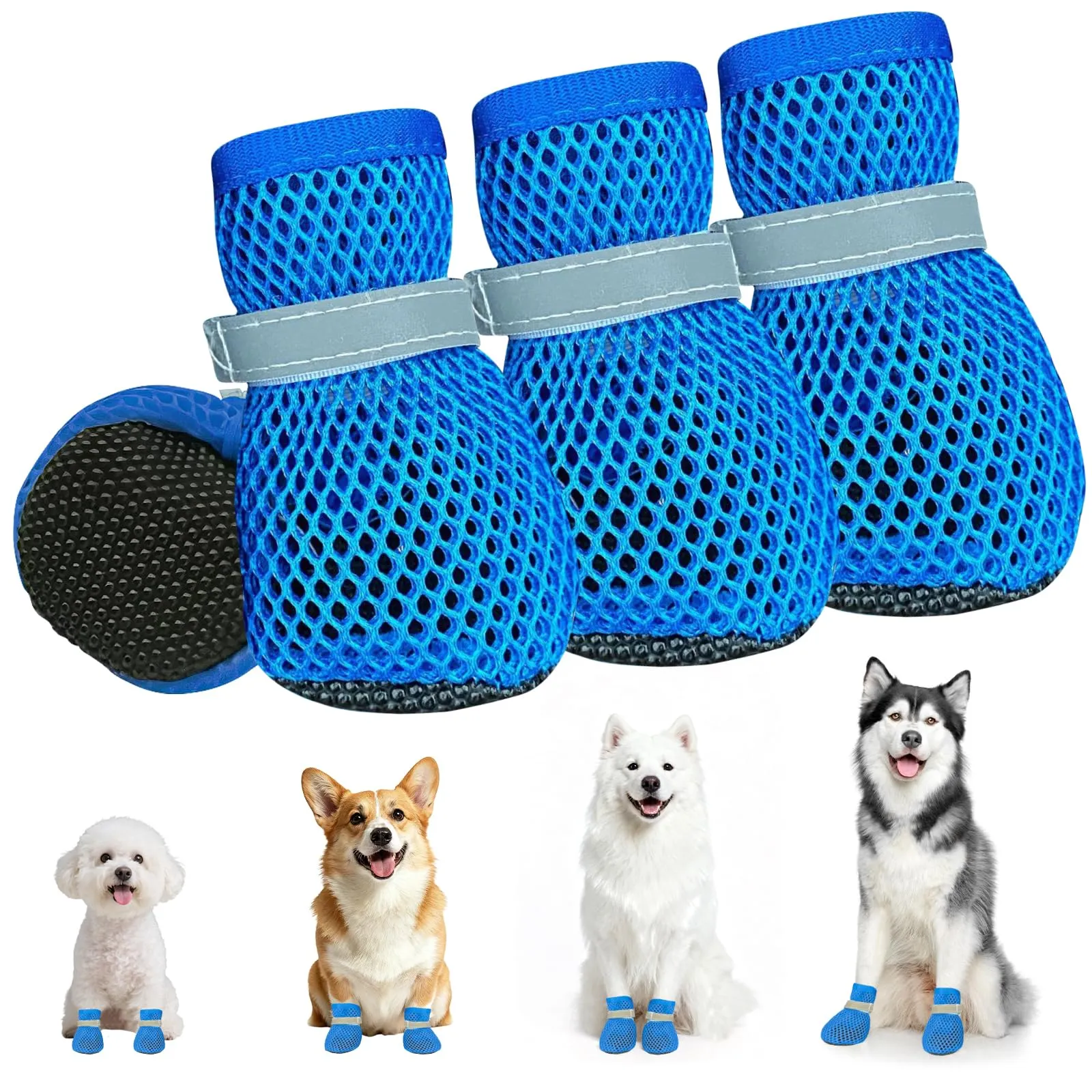 XIABYAYU Scarpe Estive per Cani Antiscivolo e Traspiranti, Blu XL, 4 Pezzi - immagine 1
