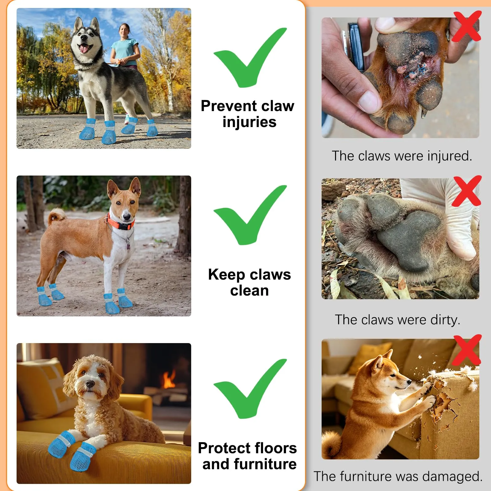 XIABYAYU Scarpe Estive per Cani Antiscivolo e Traspiranti, Blu XL, 4 Pezzi - immagine 5
