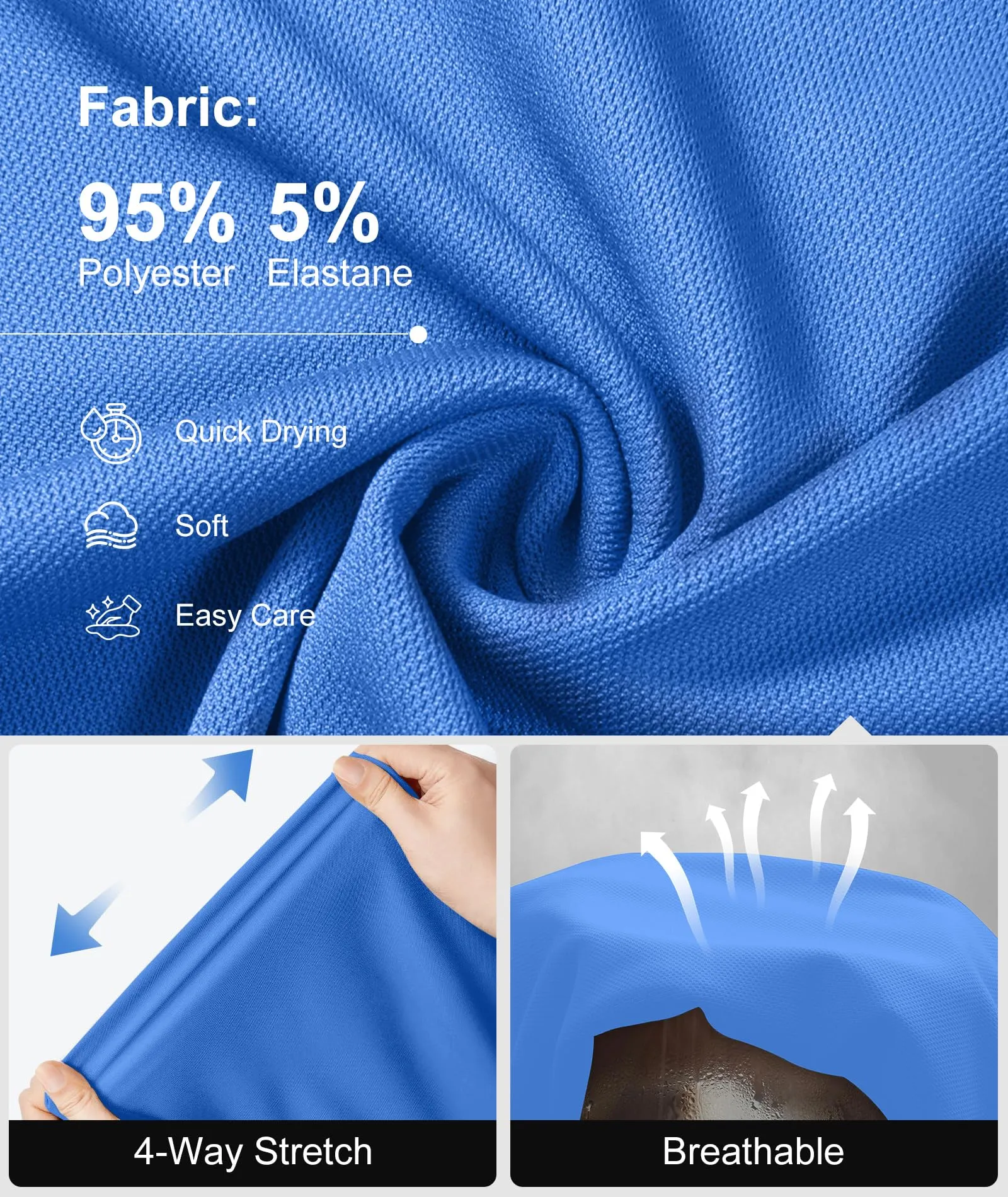 ZITY Polo Uomo Manica Corta Traspirante Azzurro XXL - immagine 5