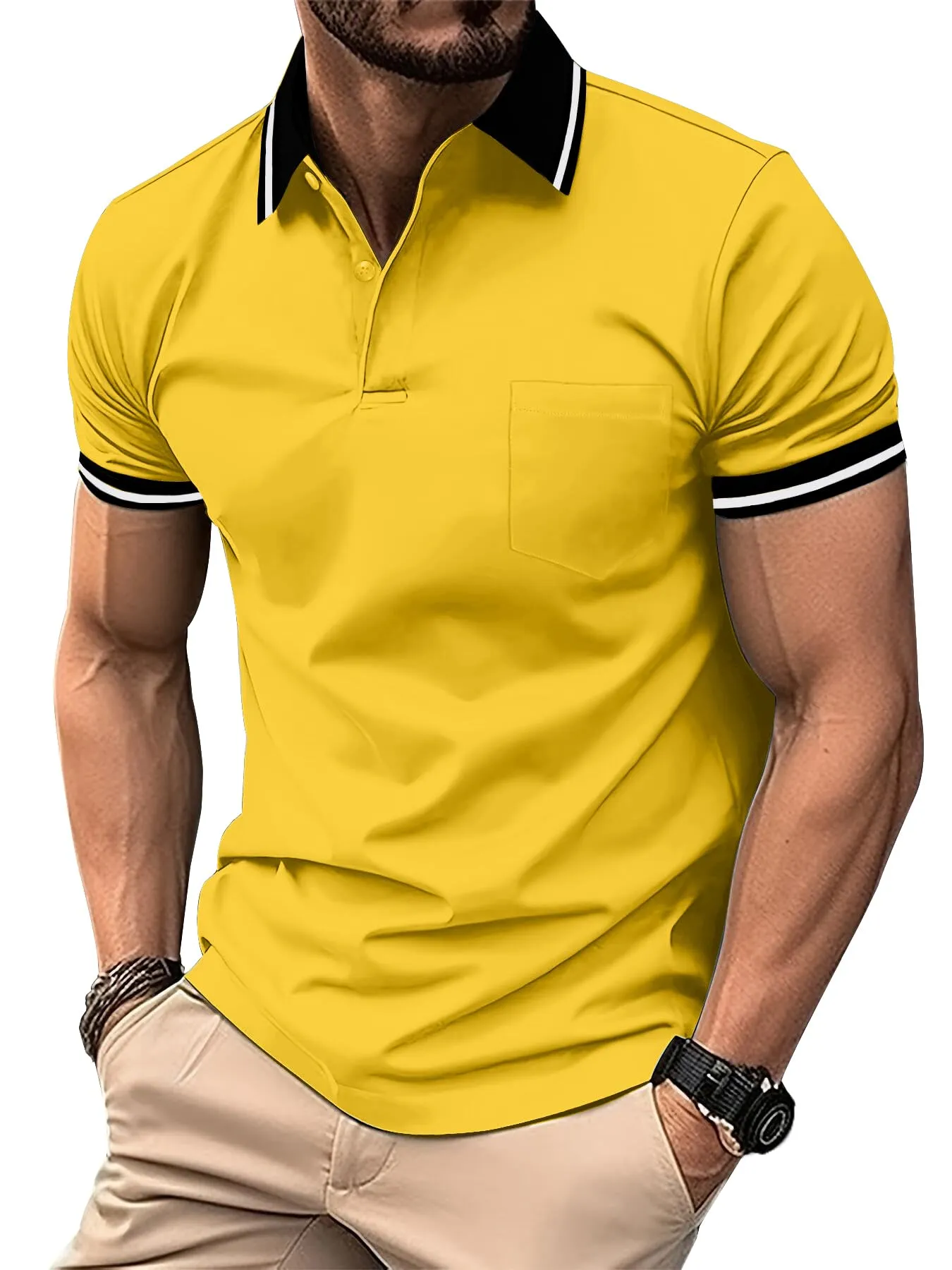 ZITY Polo Uomo Manica Corta Traspirante Giallo Scuro XL - immagine 1