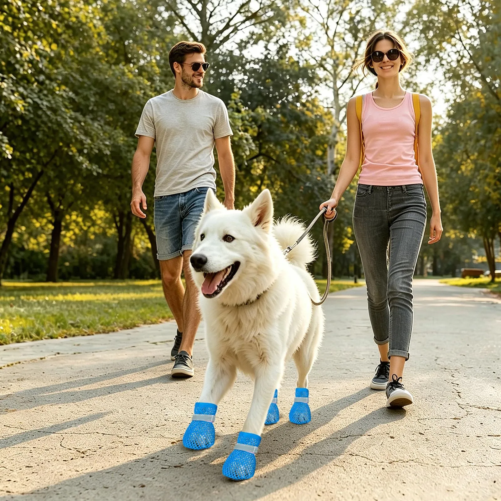 XIABYAYU Scarpe Estive Antiscivolo e Traspiranti per Cani, 4 Pezzi, Blu M - immagine 4