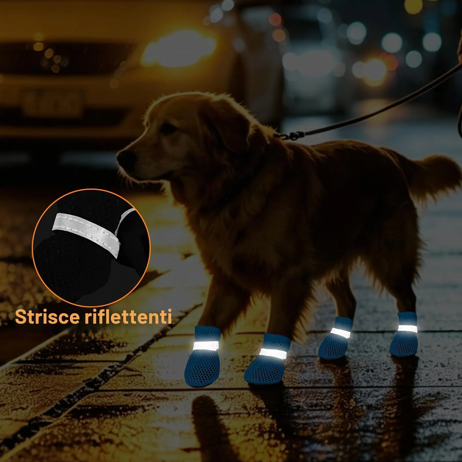 XIABYAYU Scarpe Estive Antiscivolo e Traspiranti per Cani, 4 Pezzi, Blu M - immagine 7