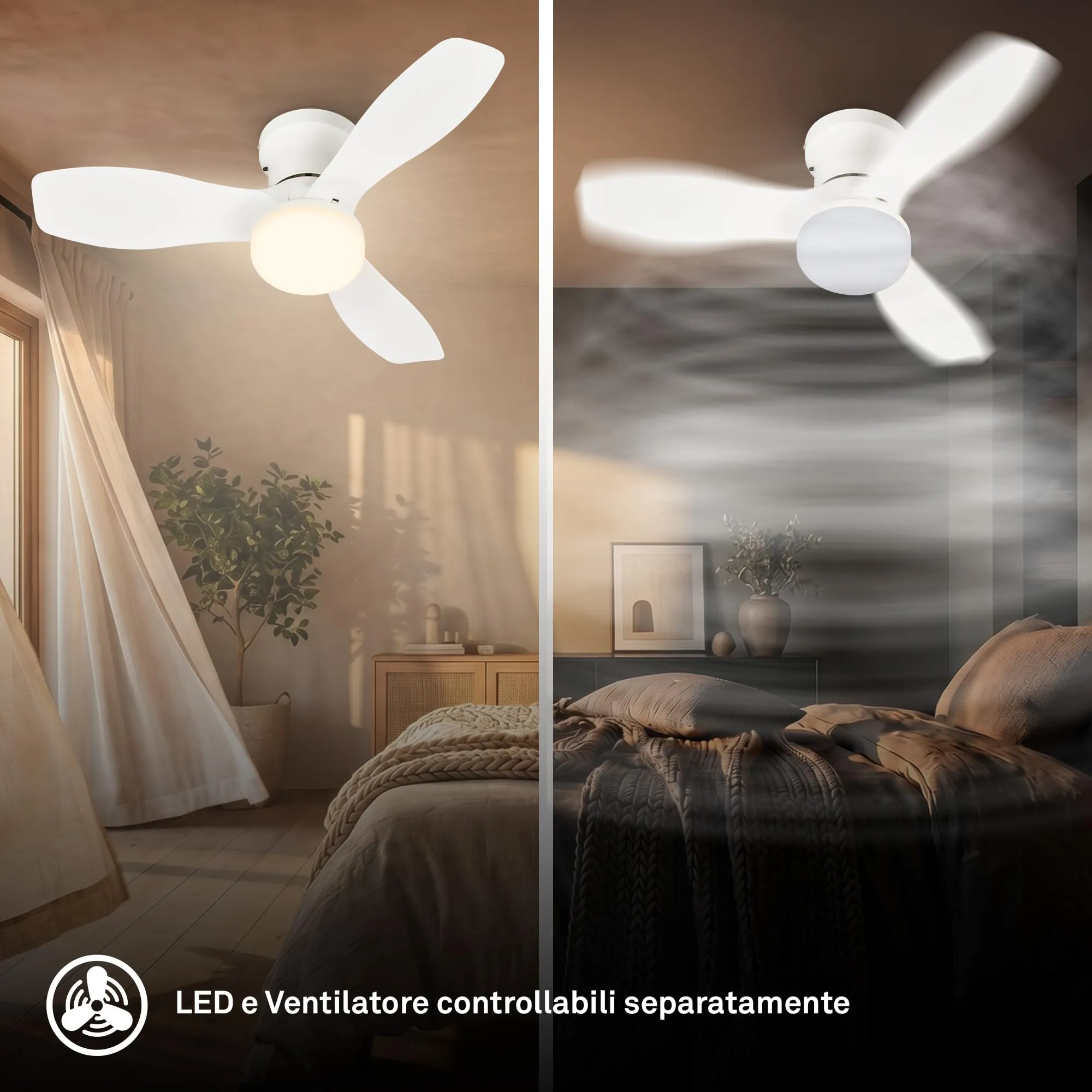 Briloner Ventilatore da soffitto con luce LED, Motore DC, 60 cm, Bianco - immagine 3