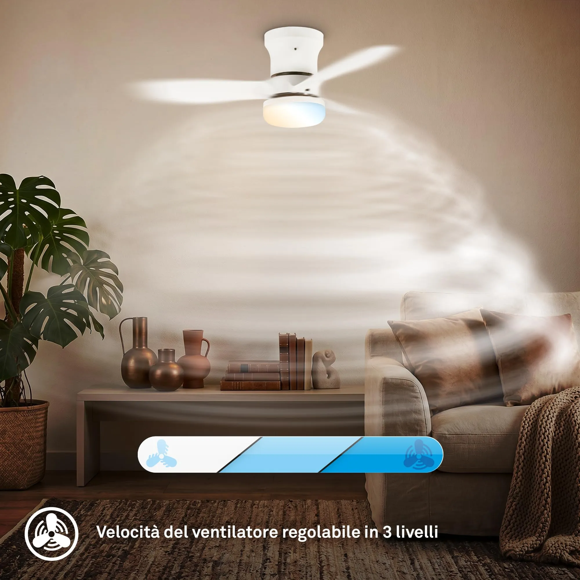Briloner Ventilatore da soffitto con luce LED, Motore DC, 60 cm, Bianco - immagine 6