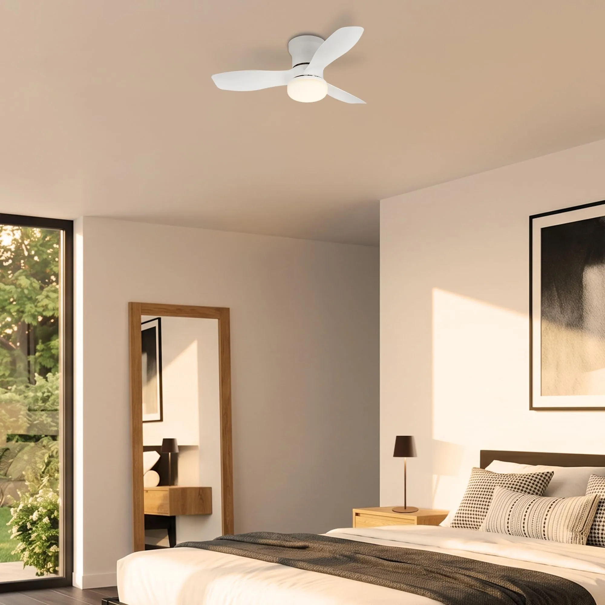 Briloner Ventilatore da soffitto con luce LED, Motore DC, 60 cm, Bianco - immagine 8