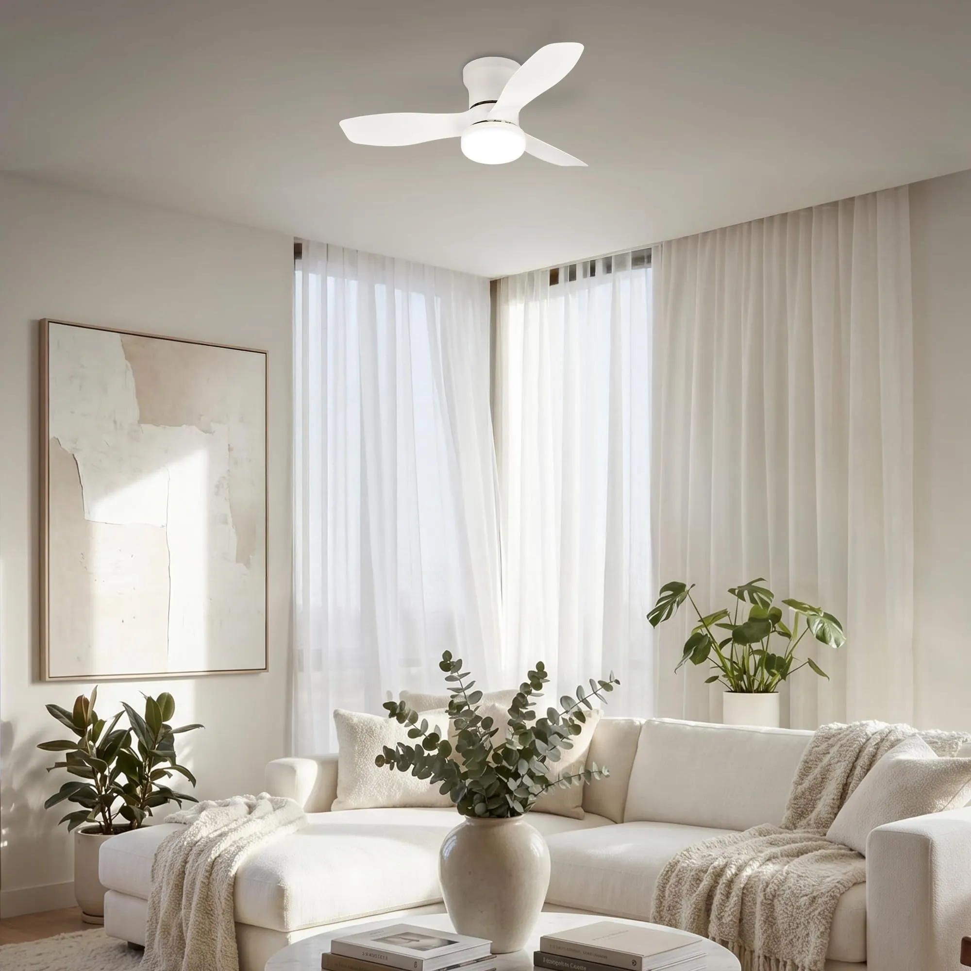 Briloner Ventilatore da soffitto con luce LED, Motore DC, 60 cm, Bianco - immagine 9