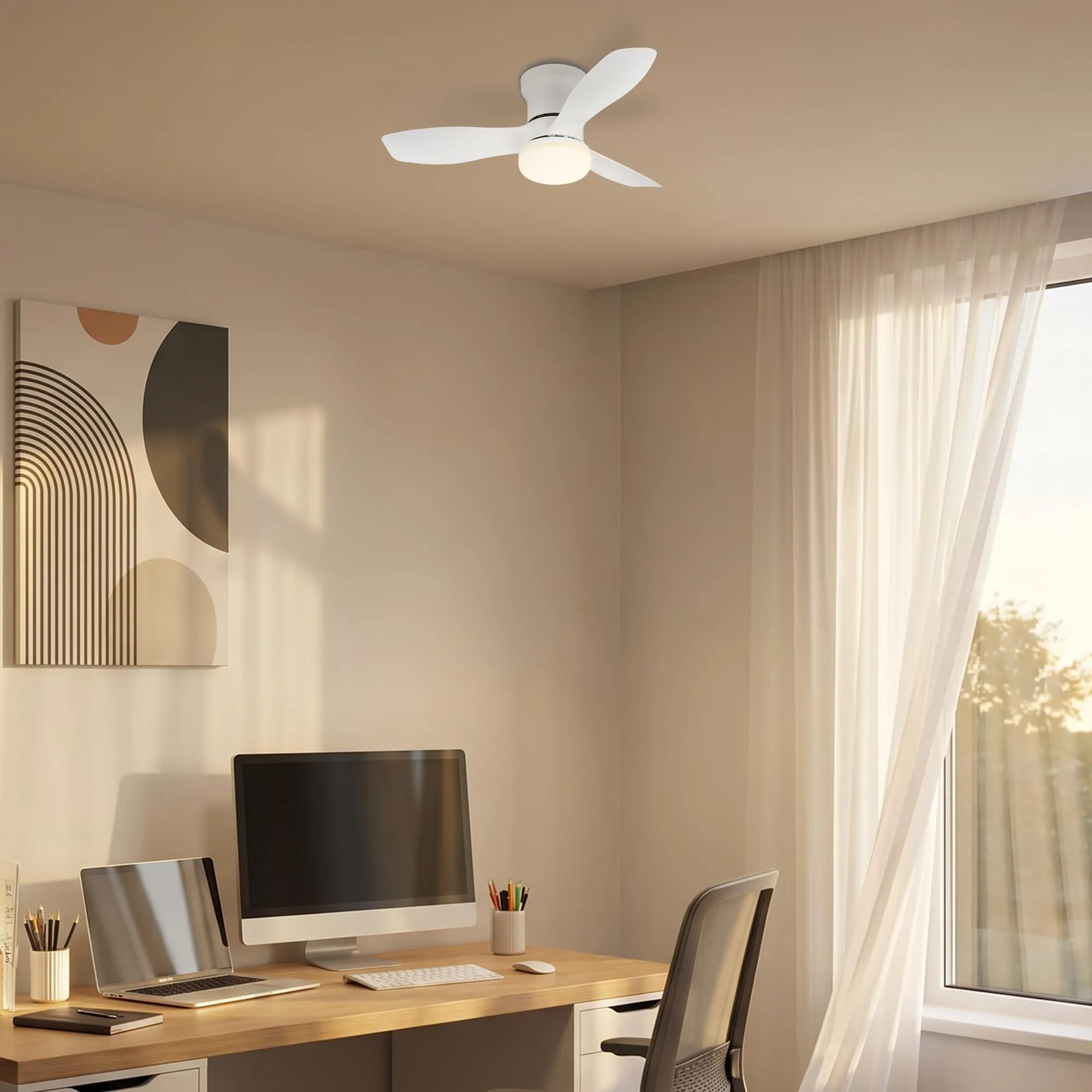 Briloner Ventilatore da soffitto con luce LED, Motore DC, 60 cm, Bianco - immagine 10