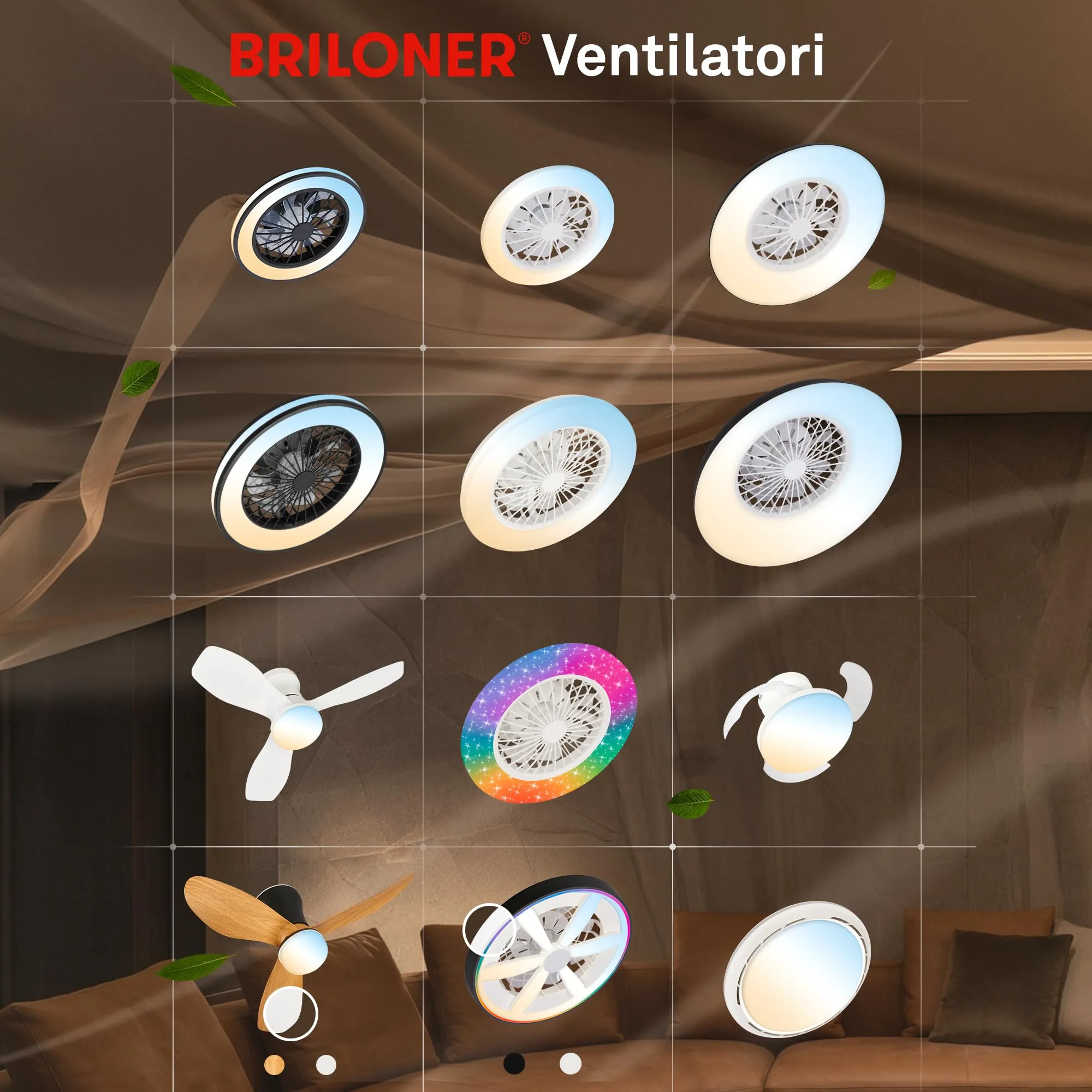 Briloner Ventilatore da soffitto con luce LED, Motore DC, 60 cm, Bianco - immagine 11