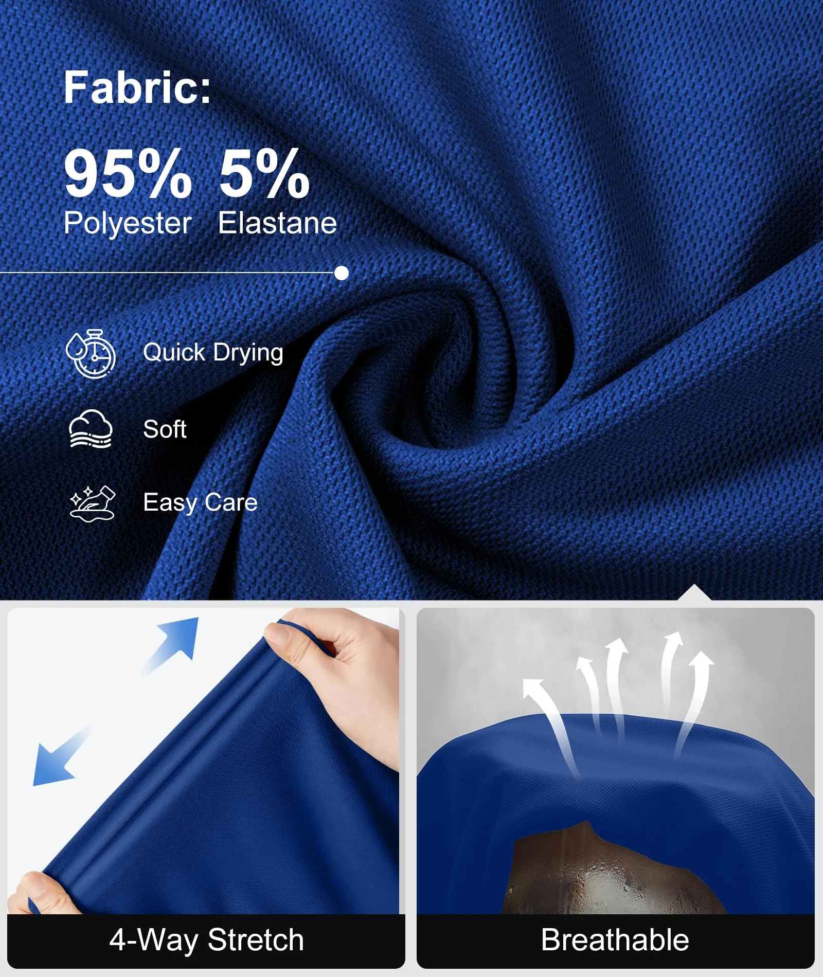 ZITY Polo Uomo Manica Corta Traspirante Blu Zaffiro XL - immagine 5