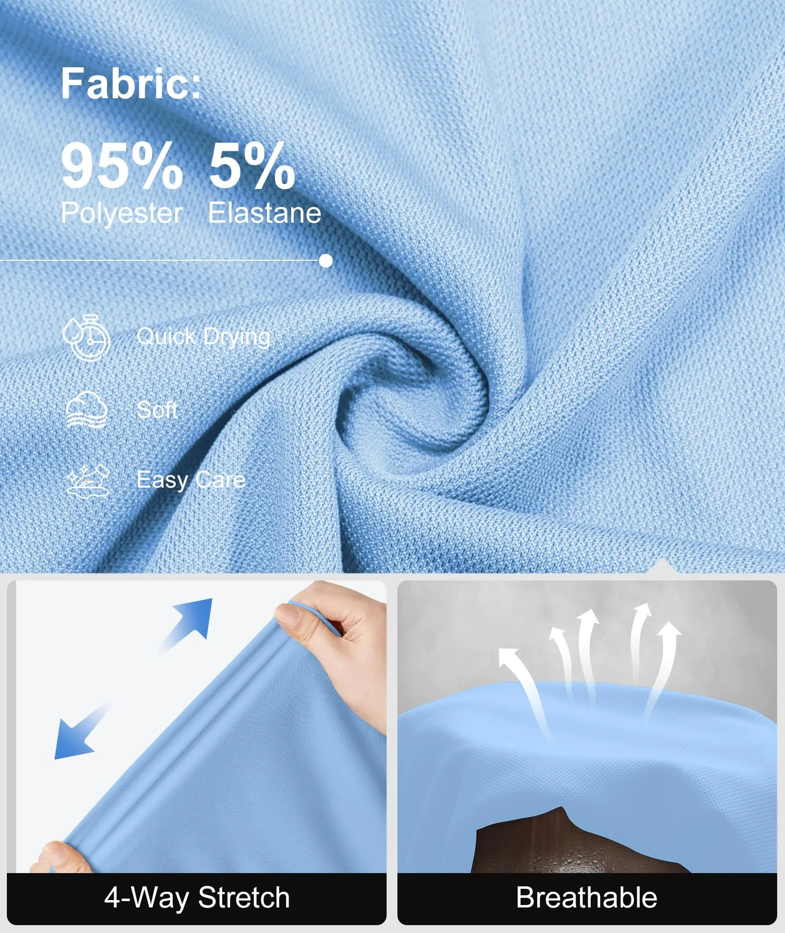 ZITY Polo Uomo Manica Corta Traspirante Blu Luna XXL - immagine 5