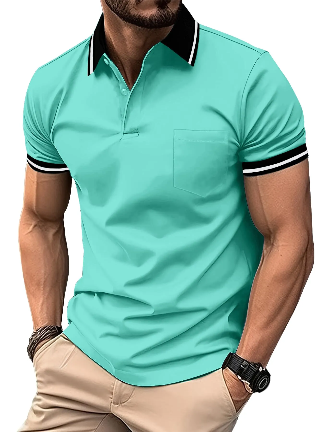 ZITY Polo Uomo Manica Corta Traspirante Blu Smeraldo 3XL - immagine 1