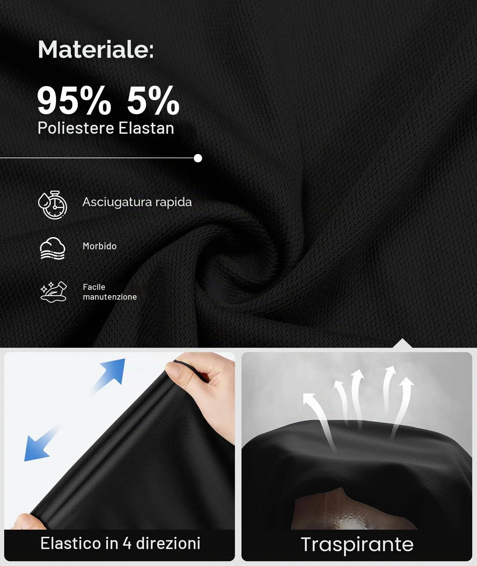 ZITY Polo Uomo Manica Corta Traspirante Nero XXL - immagine 5