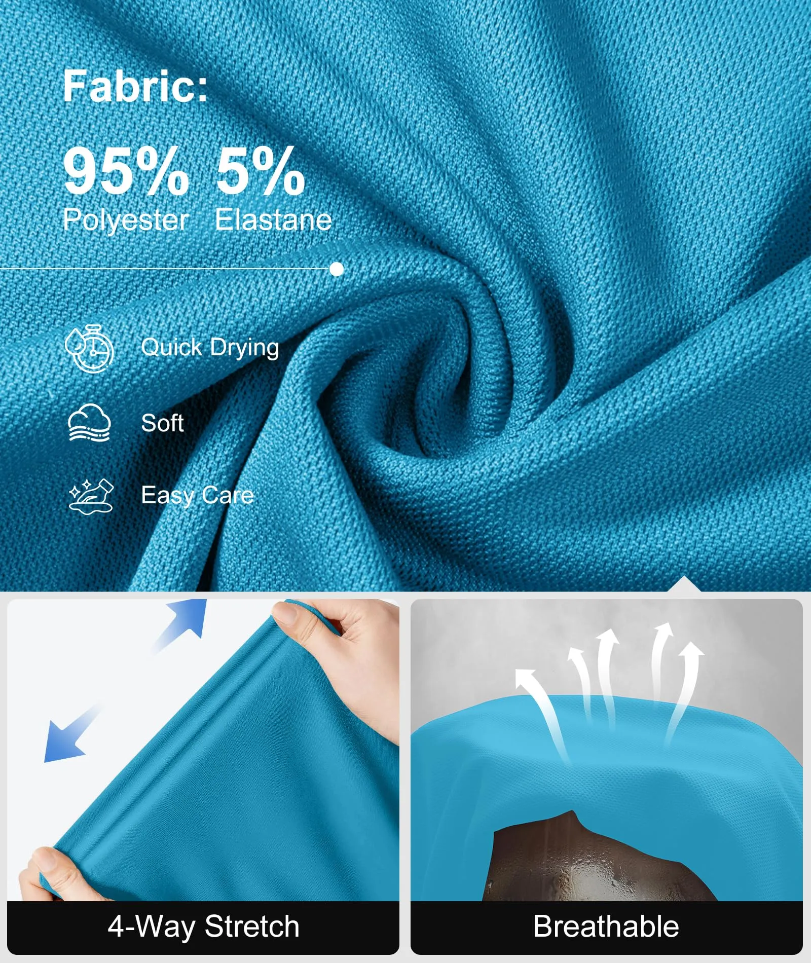 ZITY Polo Uomo Manica Corta Traspirante Blu-Verde L - immagine 5