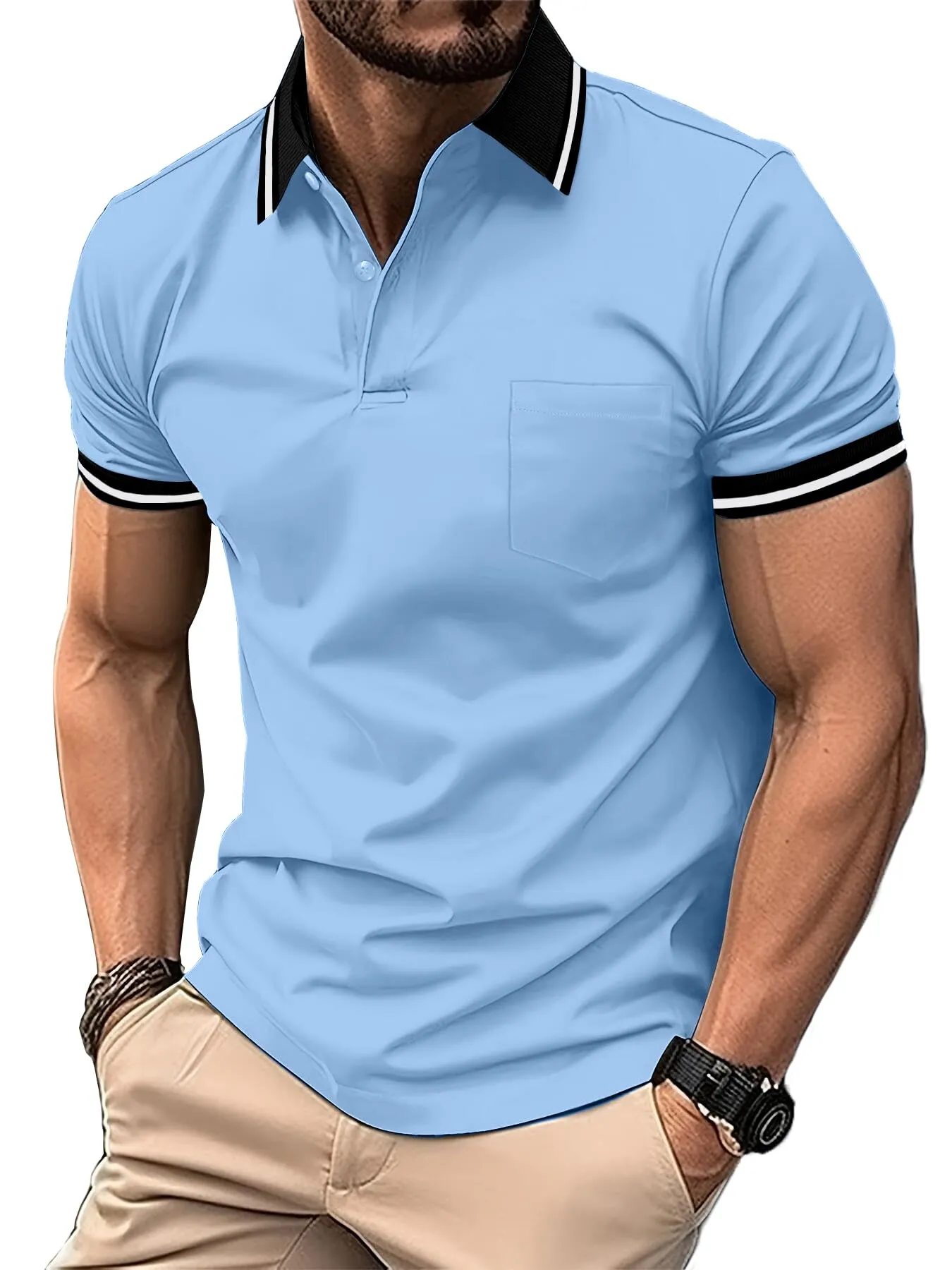 ZITY Polo Uomo Manica Corta Traspirante Blu Luna XL - immagine 1