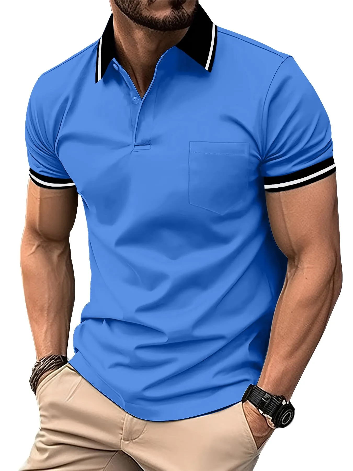 ZITY Polo Uomo Manica Corta Traspirante Azzurro 3XL - immagine 1