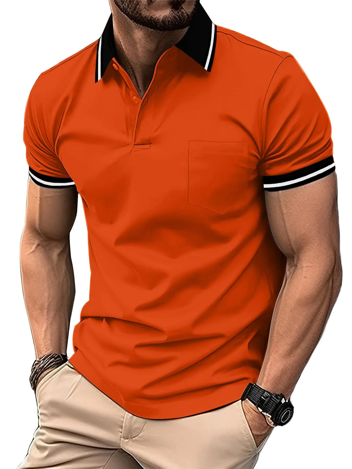 ZITY Polo Uomo Manica Corta Traspirante Arancione XL - immagine 1