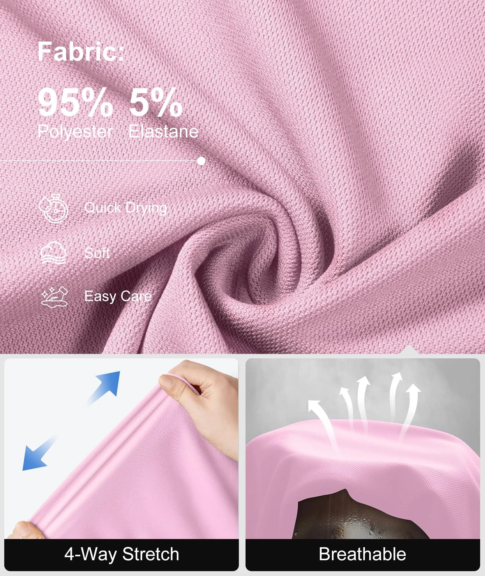 ZITY Polo Uomo Manica Corta Traspirante Rosa M - immagine 5