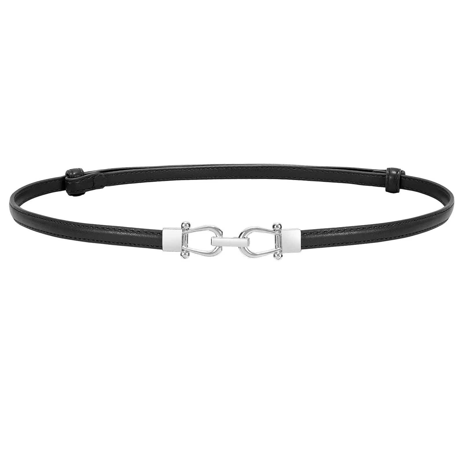 LEACOOLKEY Cintura Sottile in Pelle per Donna con Fibbia Dorata o Argentata - immagine 1