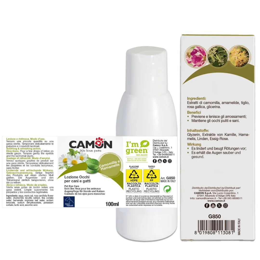 Camon Lozione Naturale per Pulizia Occhi Cane e Gatto, 100ml - immagine 2