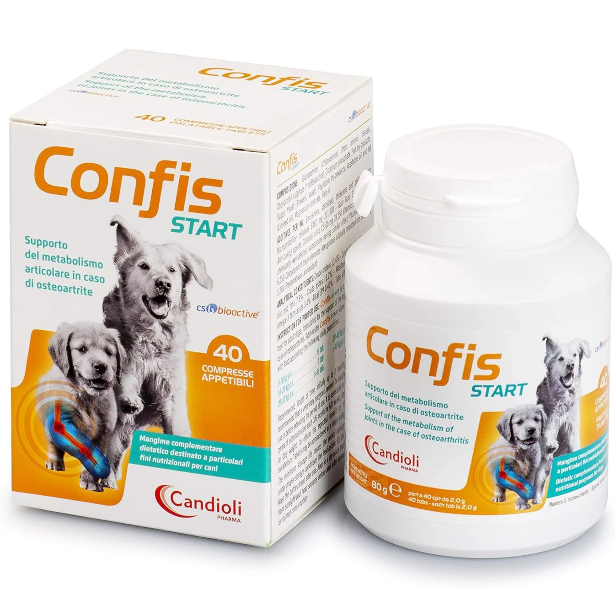 Candioli Confis Start Supporto Metabolismo Articolare per Cani, 40 Compresse, 80 g - immagine 1