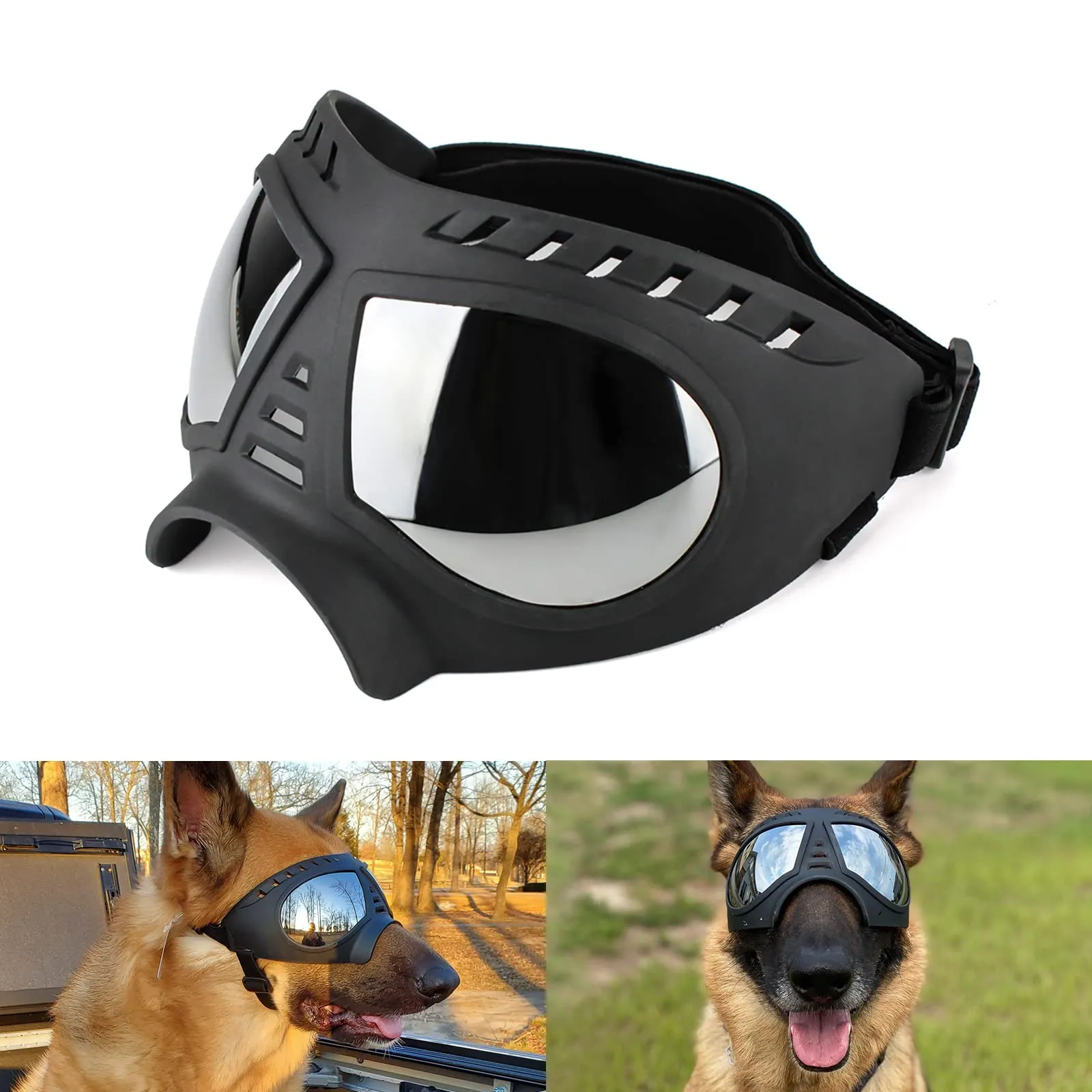 NAMSAN Occhiali da sole per cani taglia media e grande, UV, impermeabili e antivento, nero - immagine 1