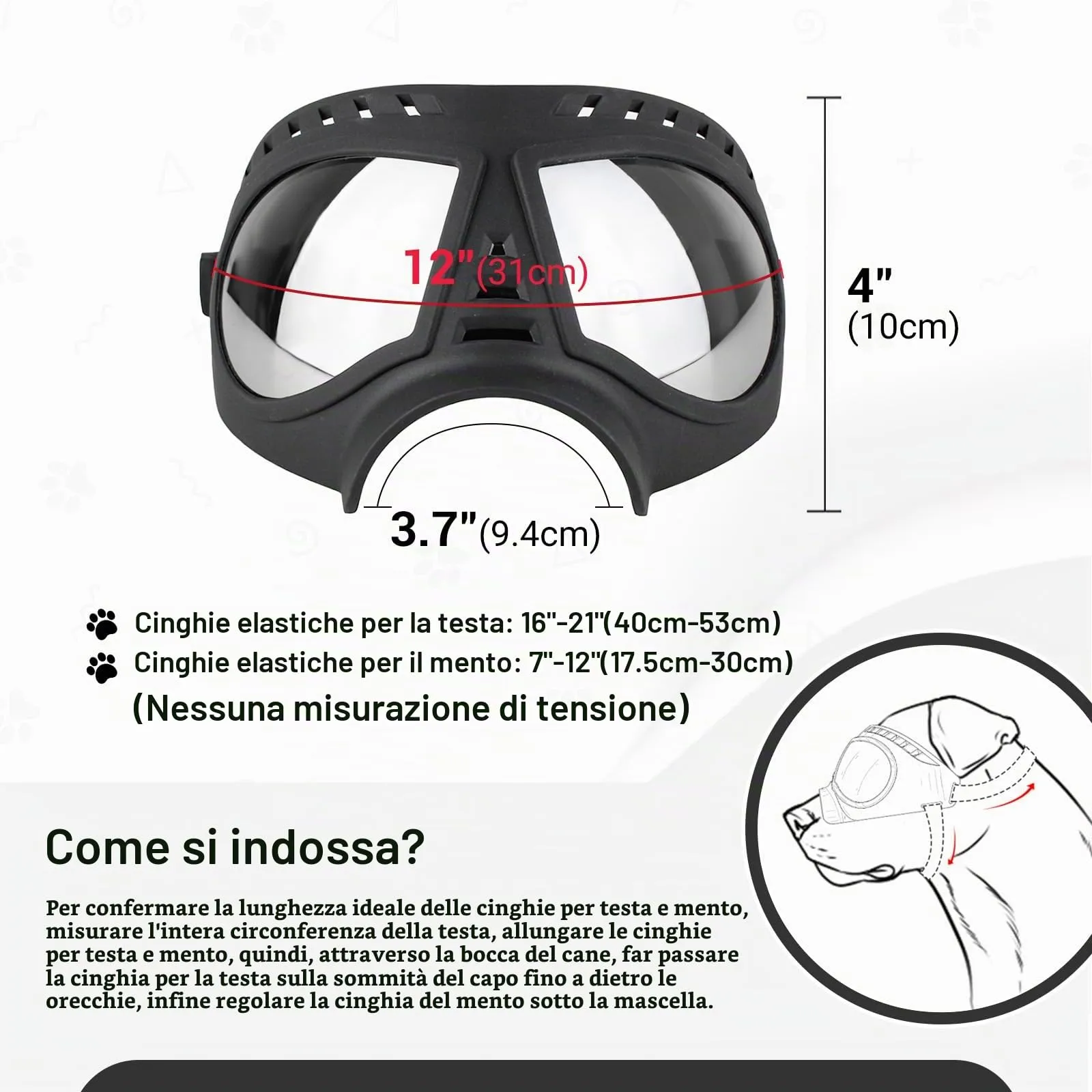 NAMSAN Occhiali da sole per cani taglia media e grande, UV, impermeabili e antivento, nero - immagine 5