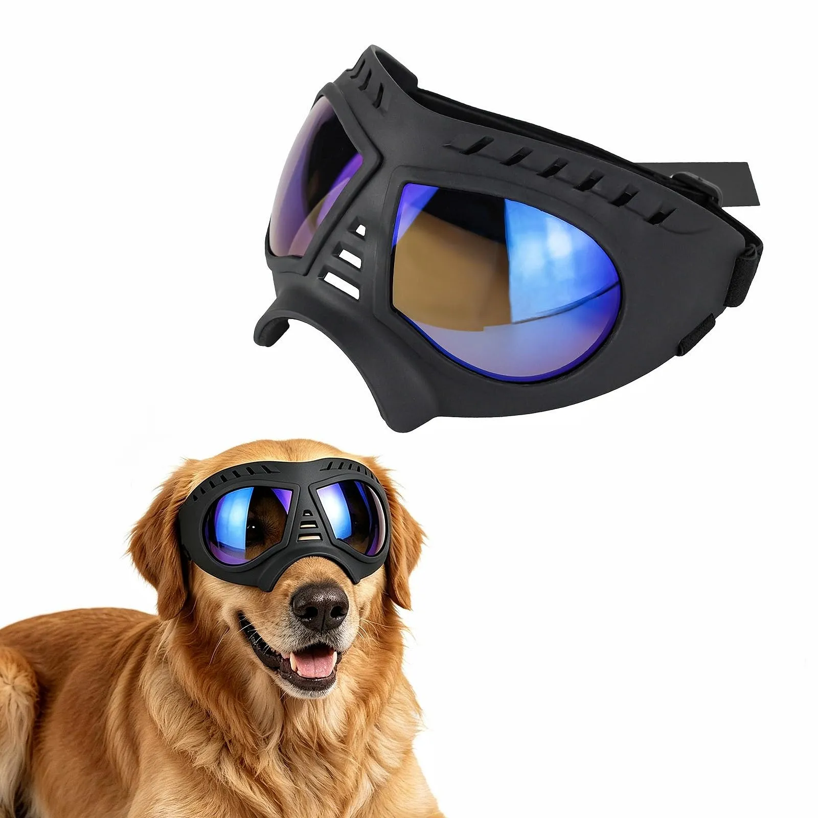 Namsan Occhialini Trasparenti per Cani di Taglia Grande, Montatura Morbida, Anti-UV, Blu Trasparente - immagine 1