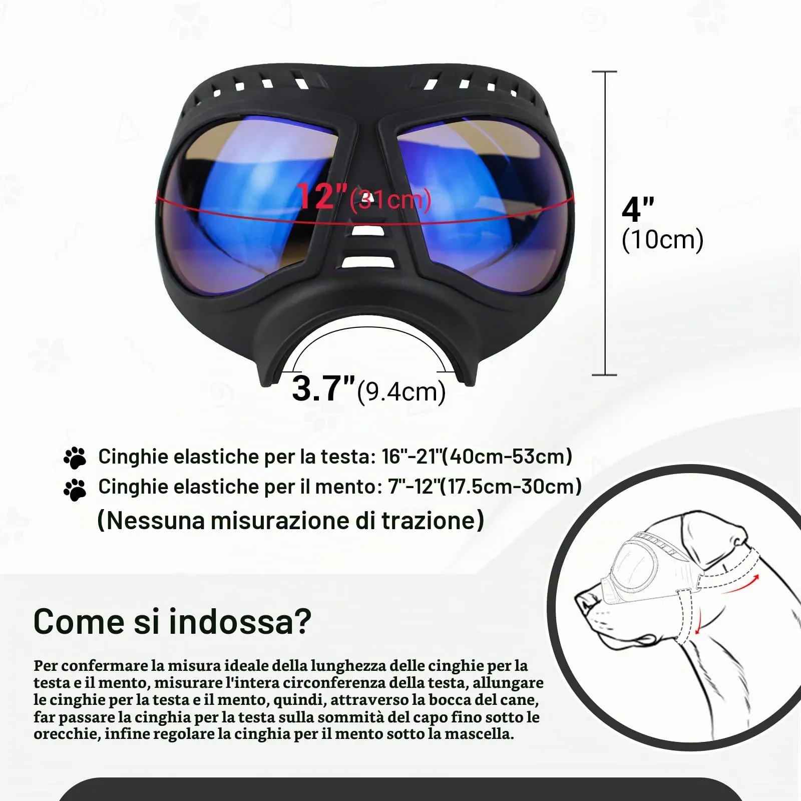 Namsan Occhialini Trasparenti per Cani di Taglia Grande, Montatura Morbida, Anti-UV, Blu Trasparente - immagine 5