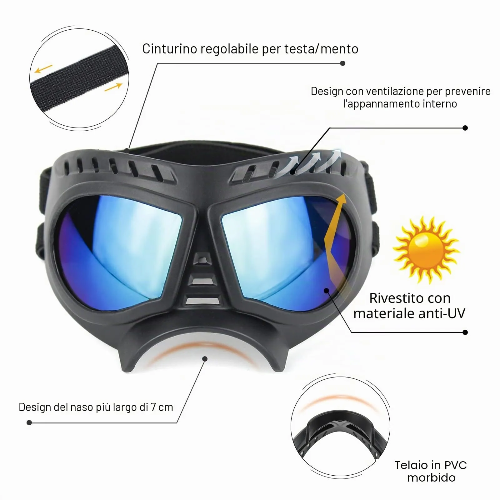 NAMSAN Occhiali da Sole Regolabili Anti-UV per Cani di Piccola e Media Taglia - immagine 4