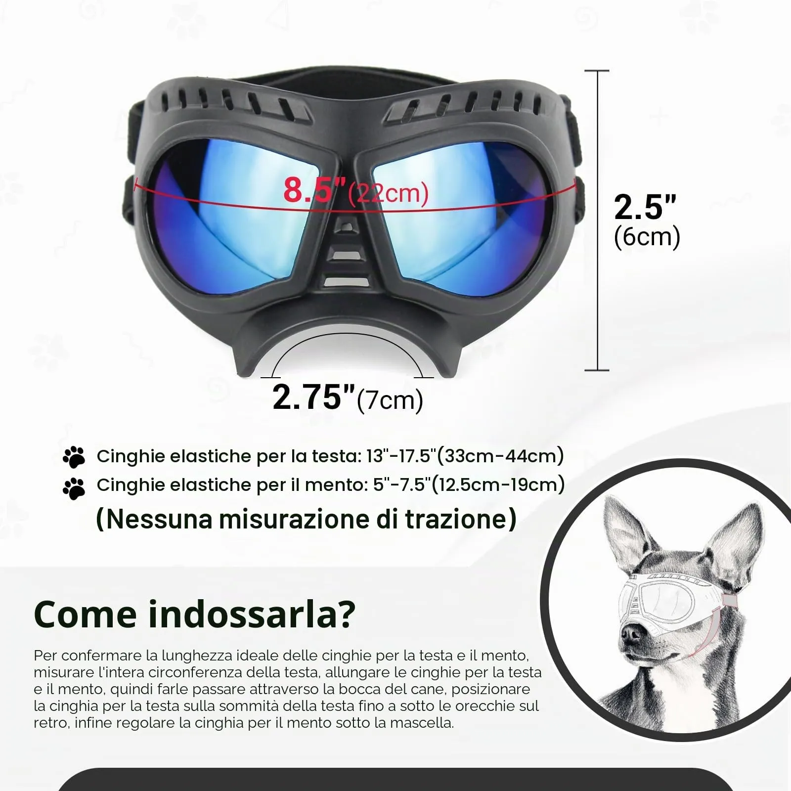 NAMSAN Occhiali da Sole Regolabili Anti-UV per Cani di Piccola e Media Taglia - immagine 5