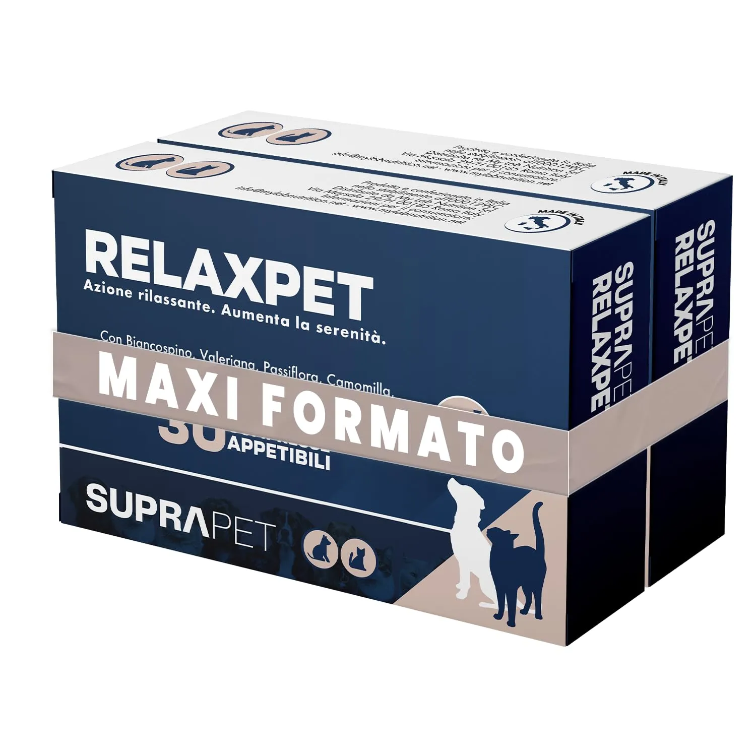 Suprapet Relax Calmante per Cani e Gatti, 30 compresse (Confezione da 2) - immagine 1