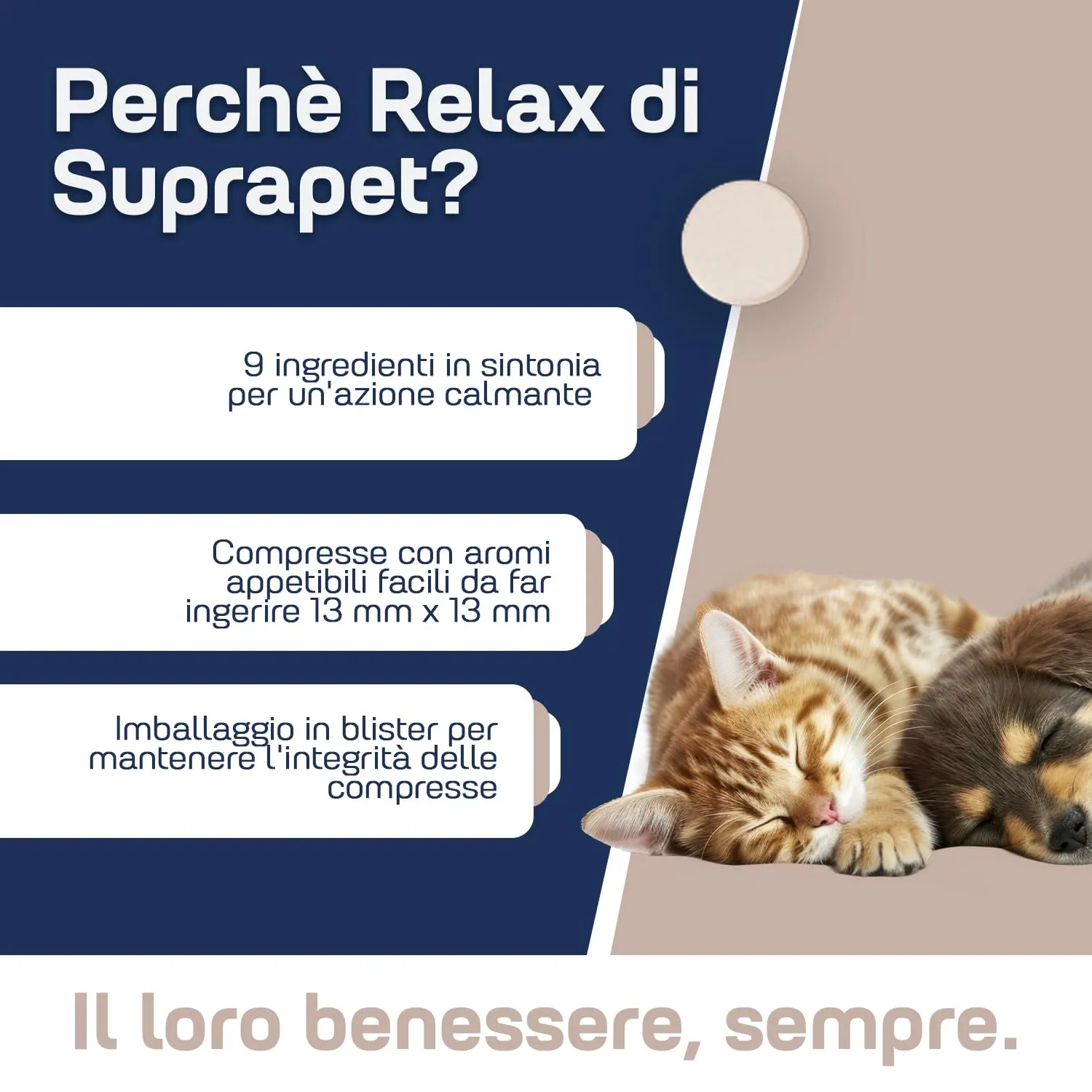 Suprapet Relax Calmante per Cani e Gatti, 30 compresse (Confezione da 2) - immagine 3