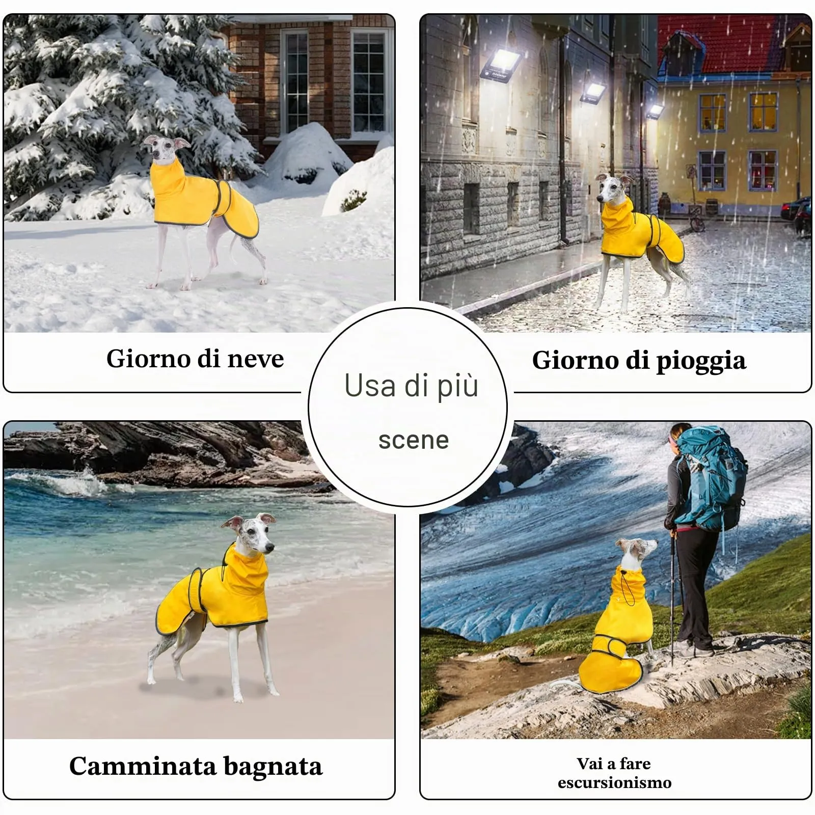 Geyecete Giacca Impermeabile per Cane, Riflettente con Foro Pettorina per Levrieri, Lurcher e Whippet, Giallo, XL - immagine 6